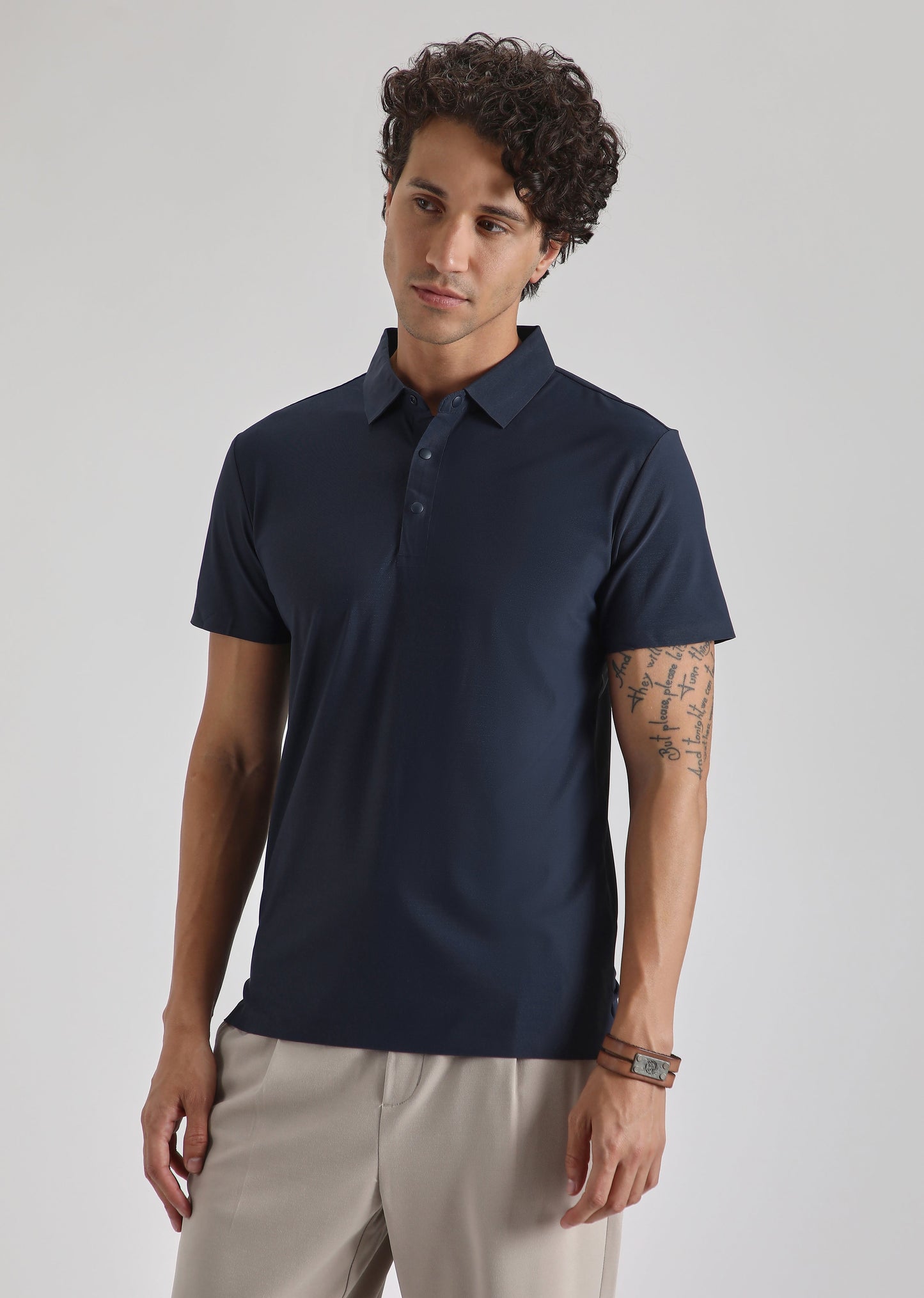 Blue Plain Stitchless Polo T-shirt