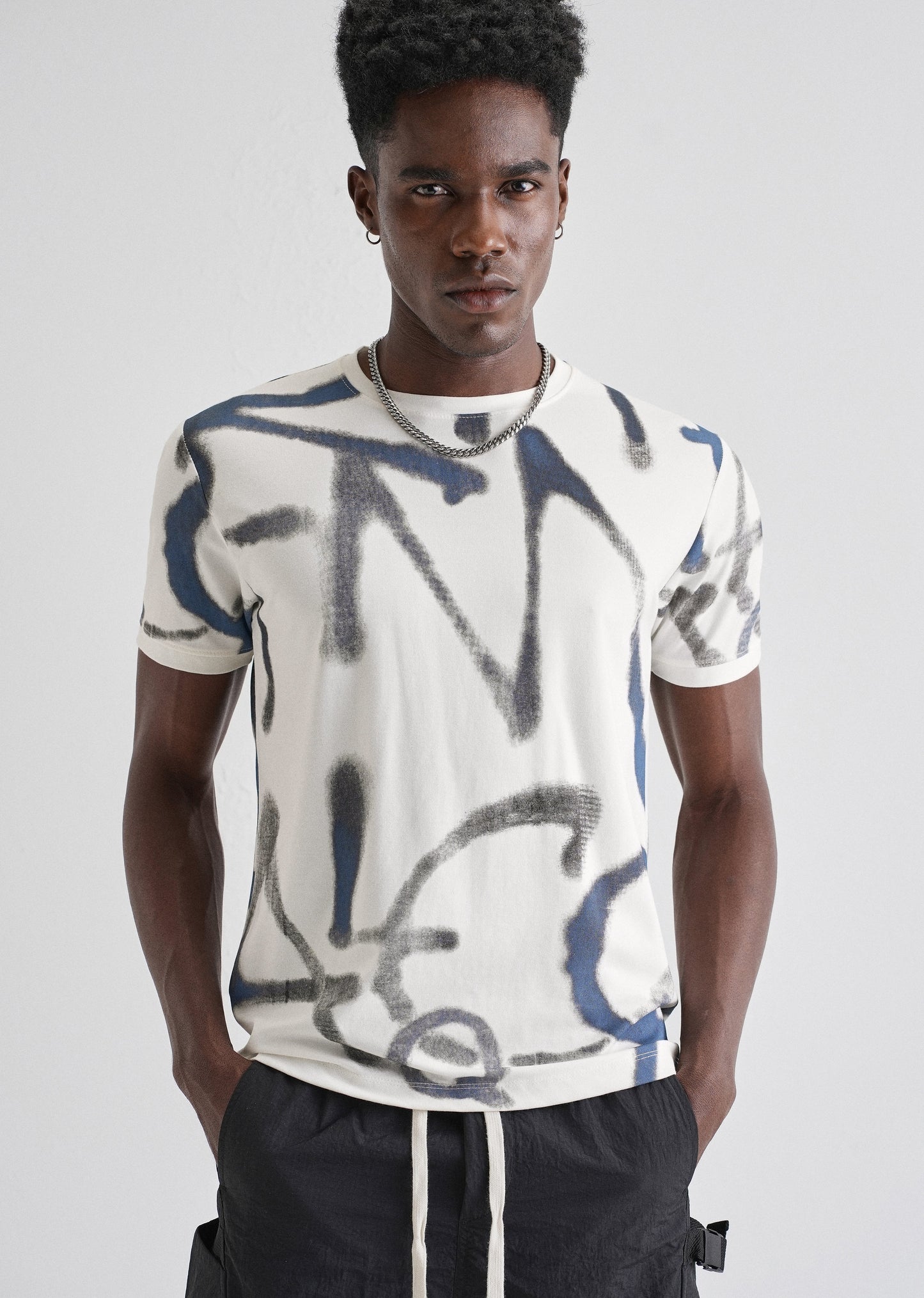 Blue White Printed T-shirt