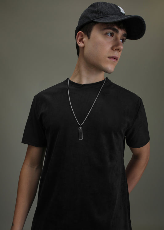 Bold Black Plain Suede T-shirt