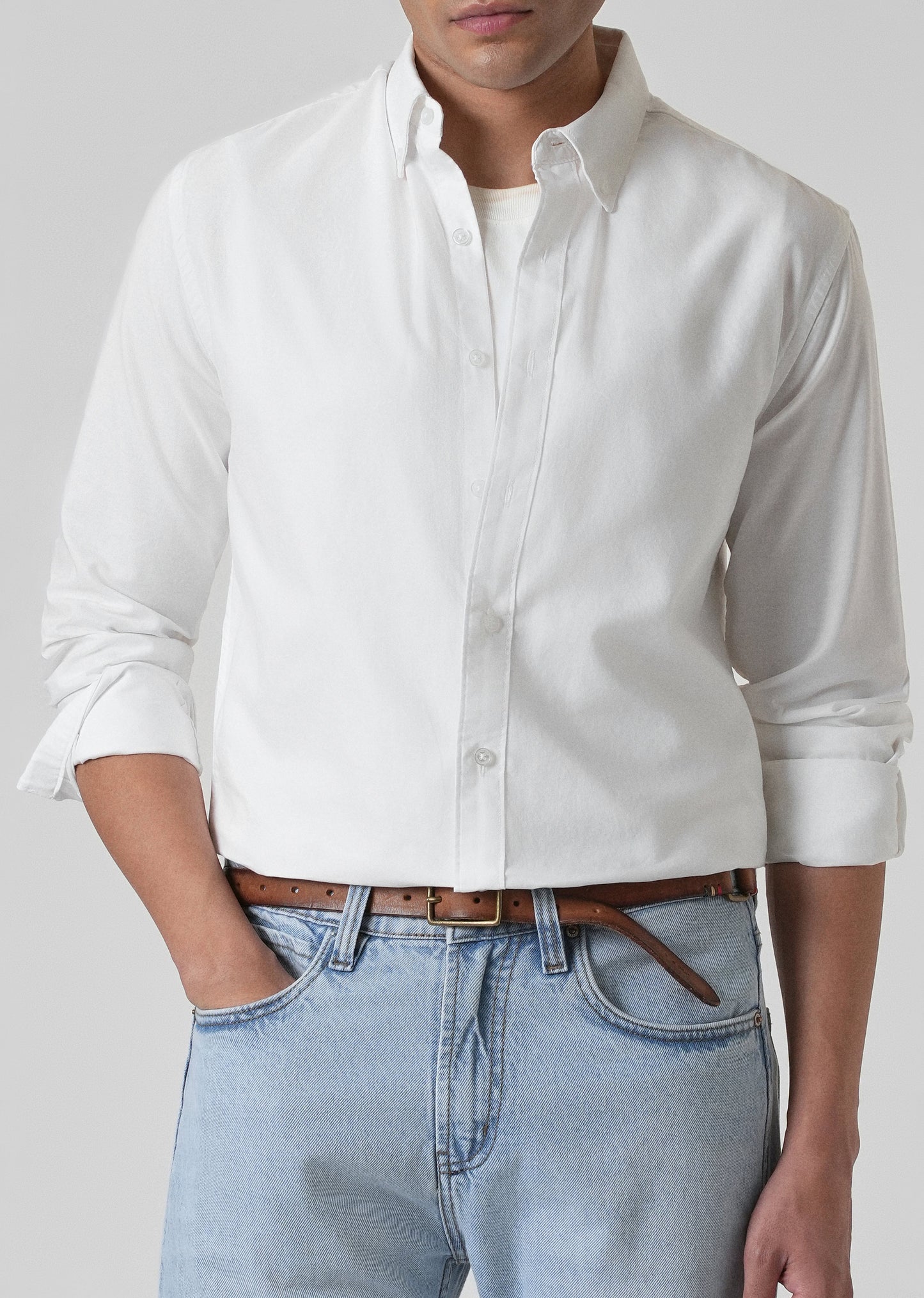 Breeze White Plain Oxford Shirt