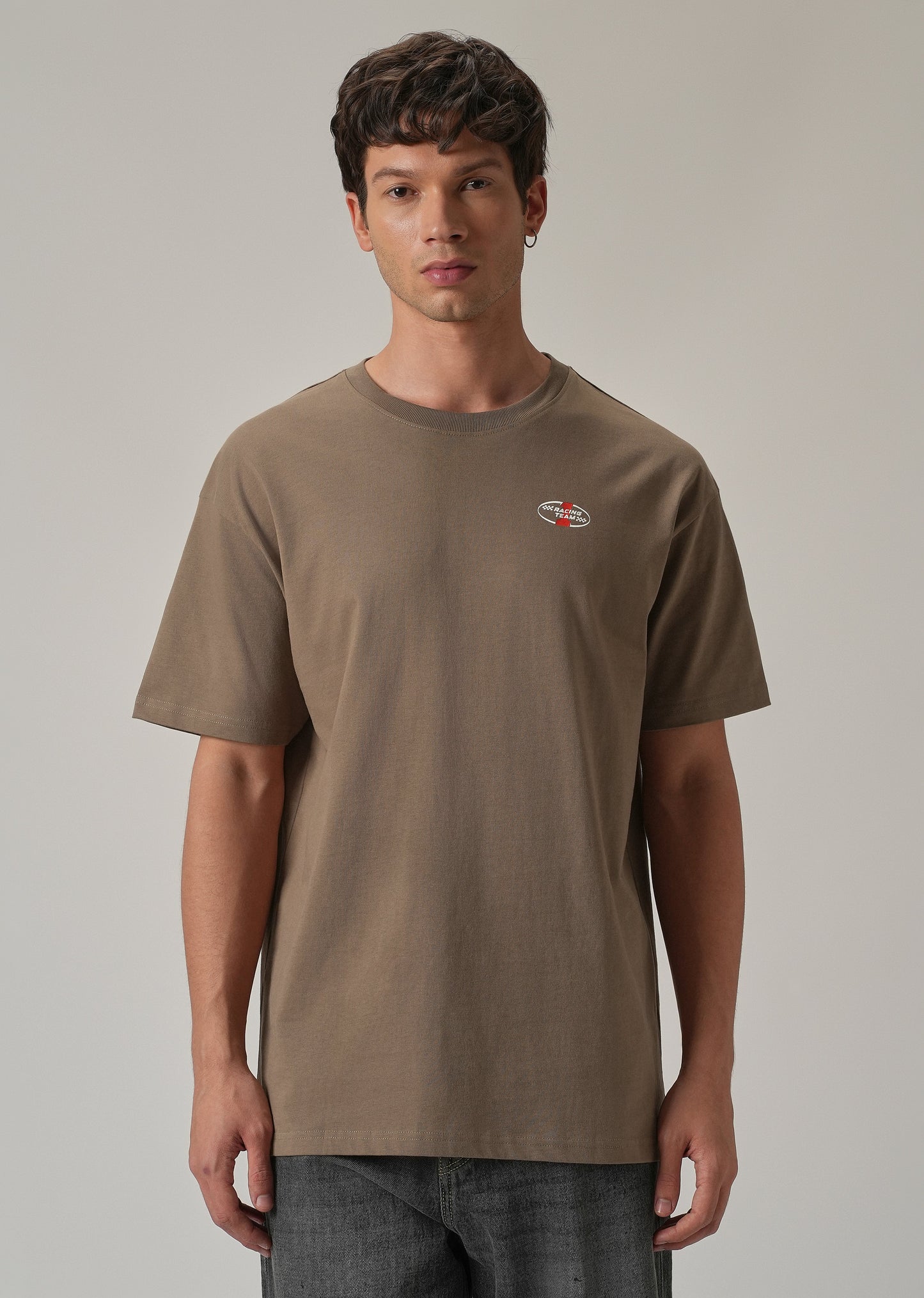 Brown Back Print Oversized T-shirt