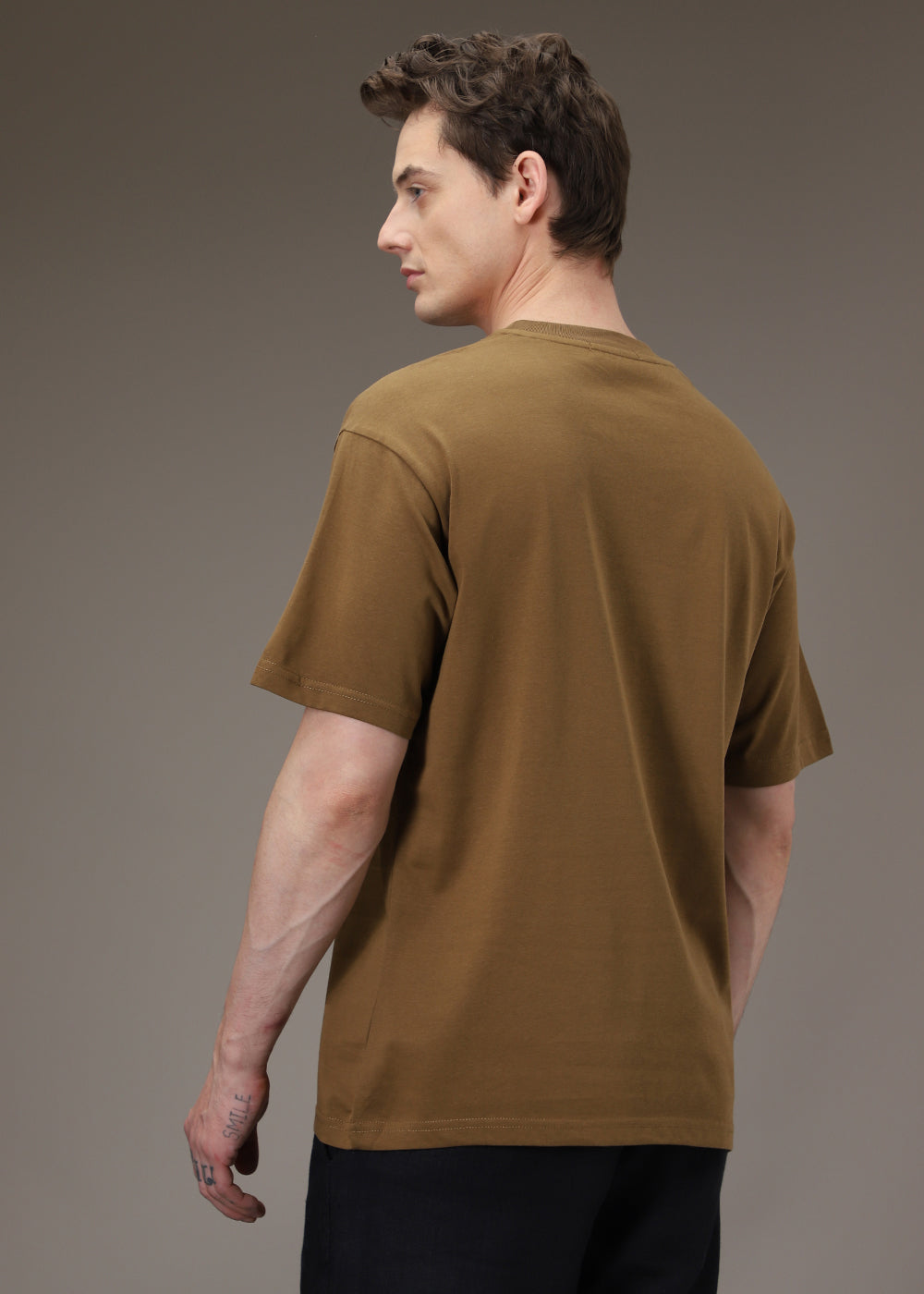 Brown Plain Basic Oversized T-shirt