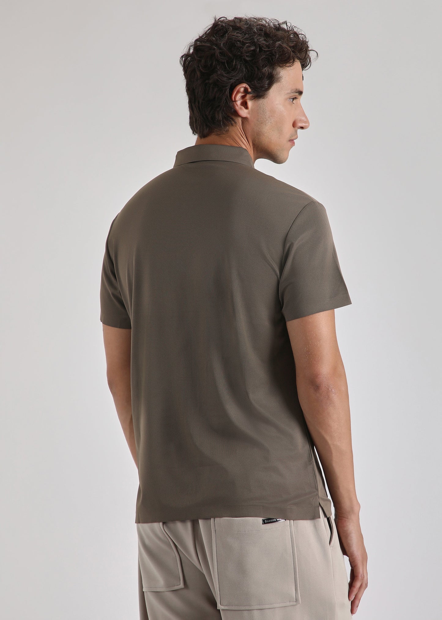 Brown Plain Zipper Stitchless Polo T-shirt