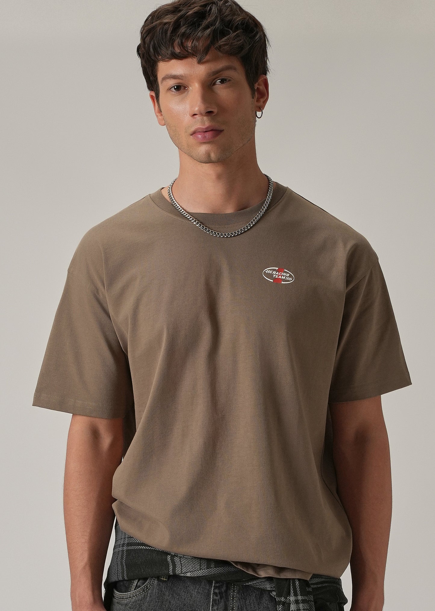 Brown Back Print Oversized T-shirt