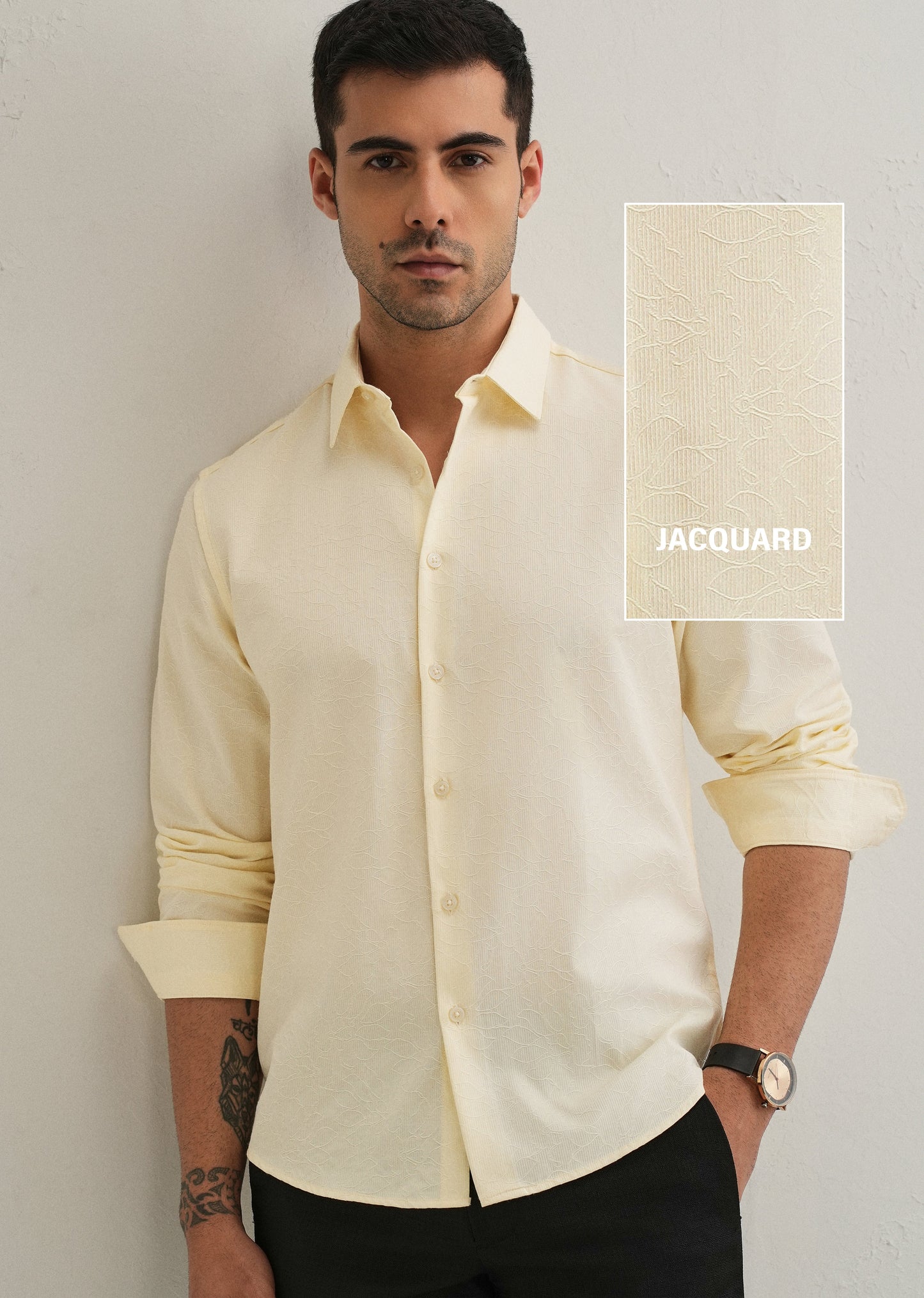 Butter Cream Floral Jacquard Shirt
