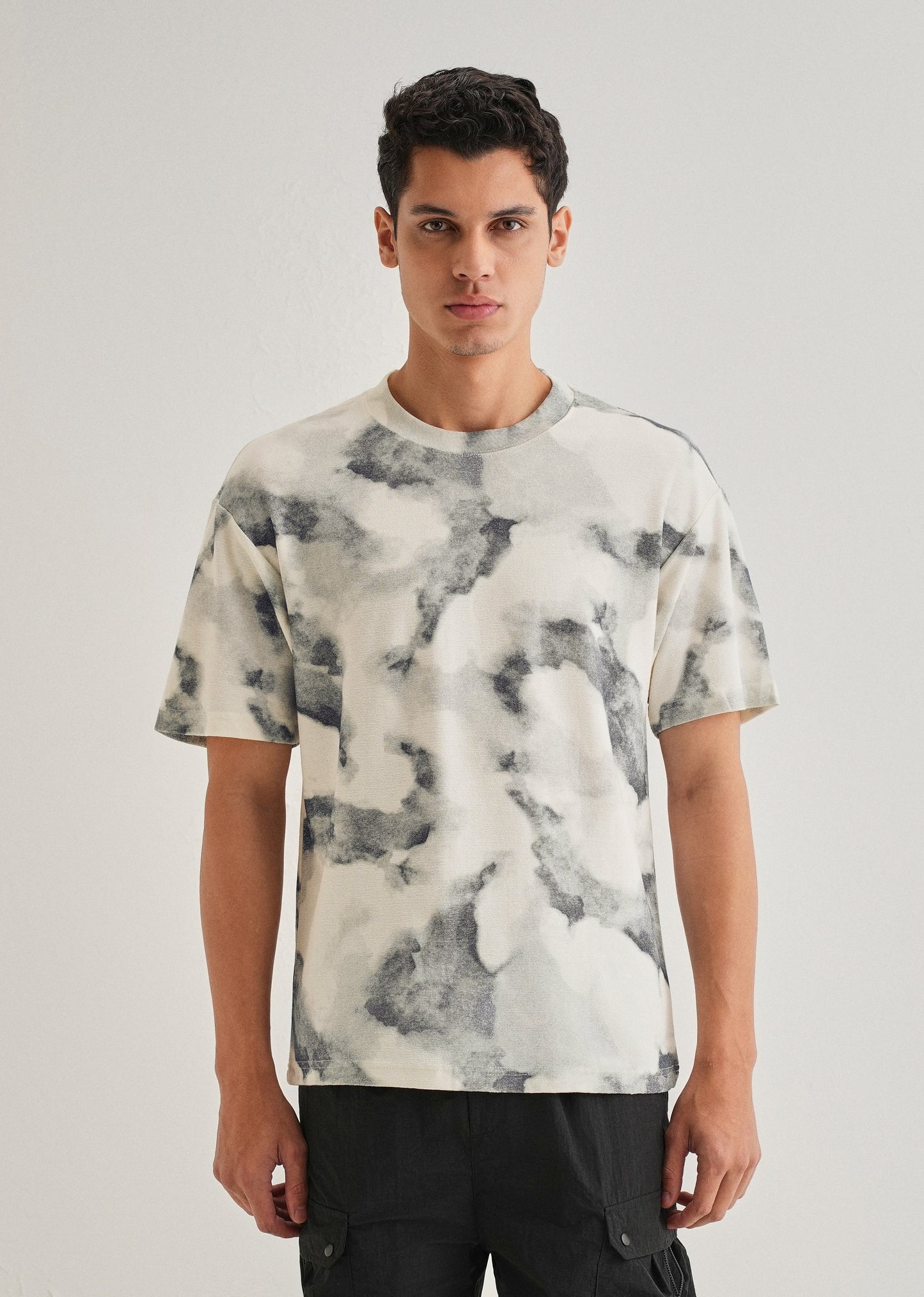 Charcoal Cloud Wash Textured Oversized T-shirt
