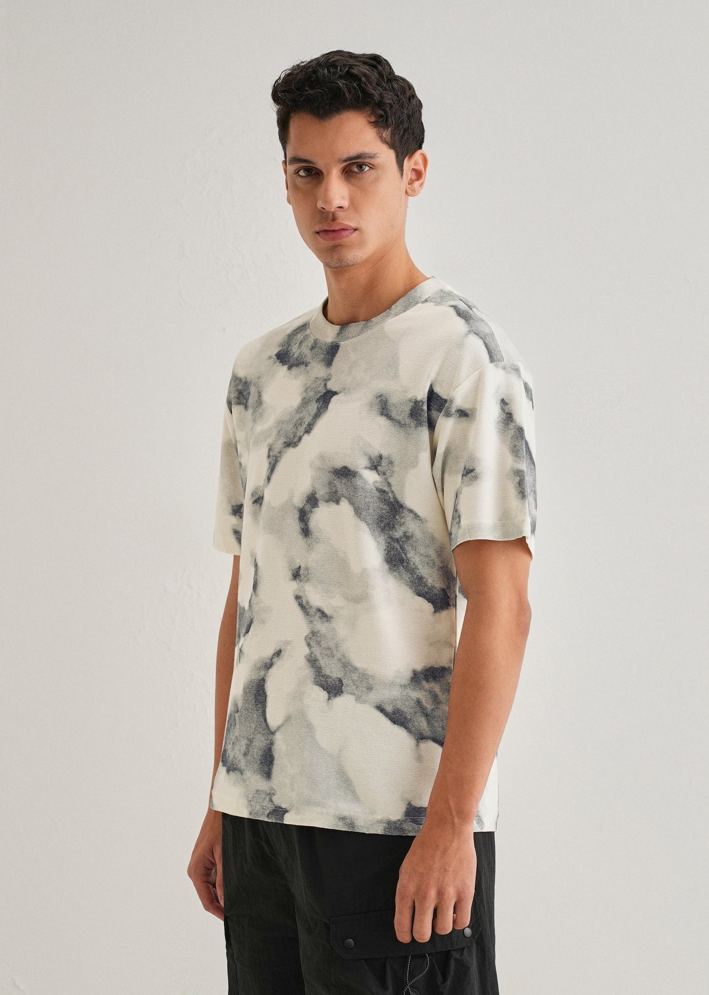 Charcoal Cloud Wash Textured Oversized T-shirt