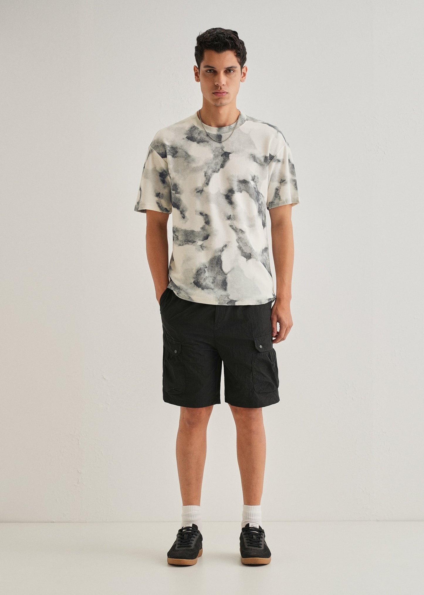Charcoal Cloud Wash Textured Oversized T-shirt