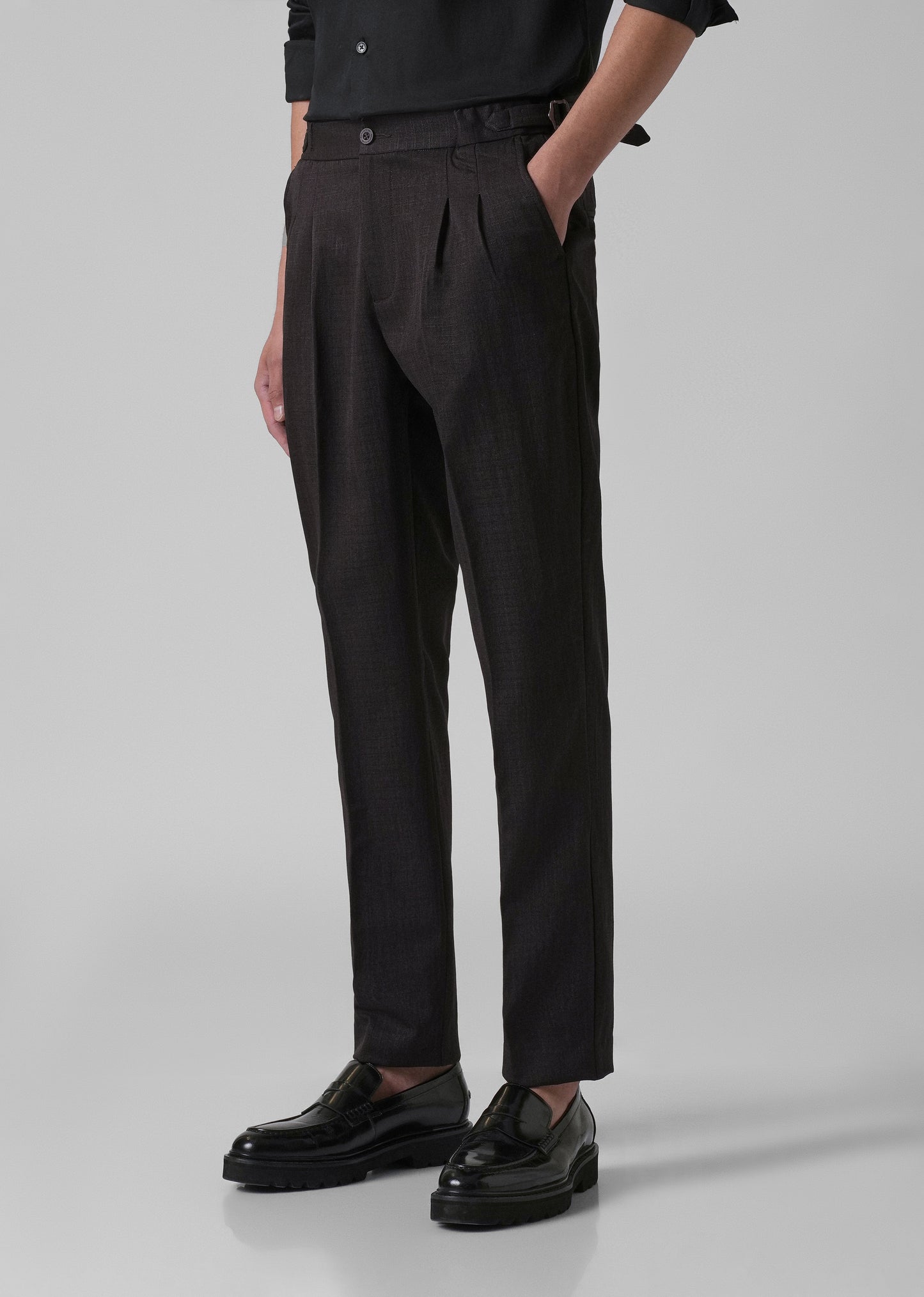 Chocolate Brown Pleated Gurkha Pant