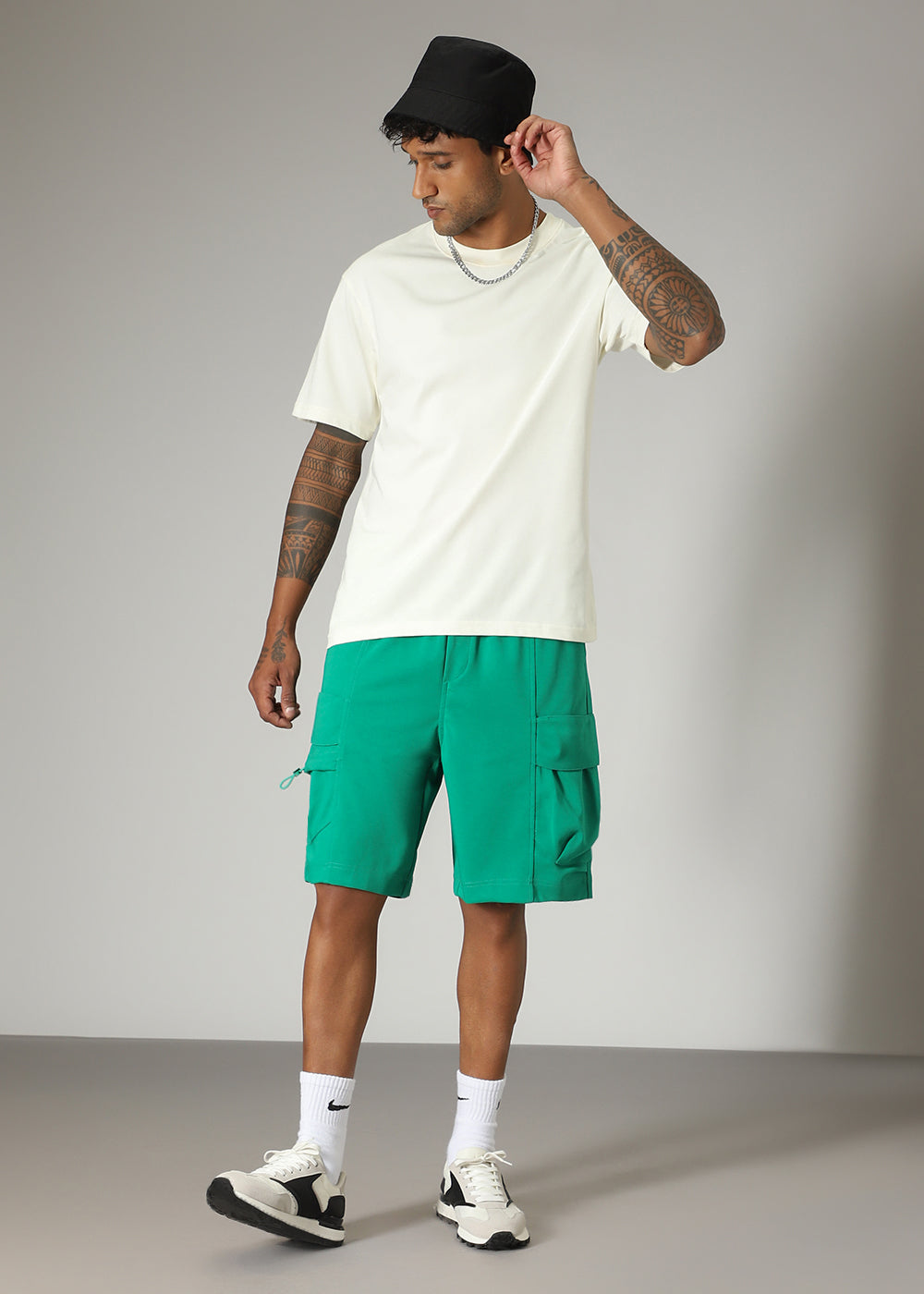 Cream Plain Basic Oversized T-shirt