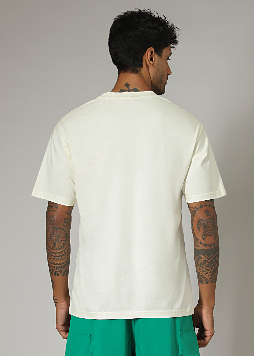 Cream Plain Basic Oversized T-shirt