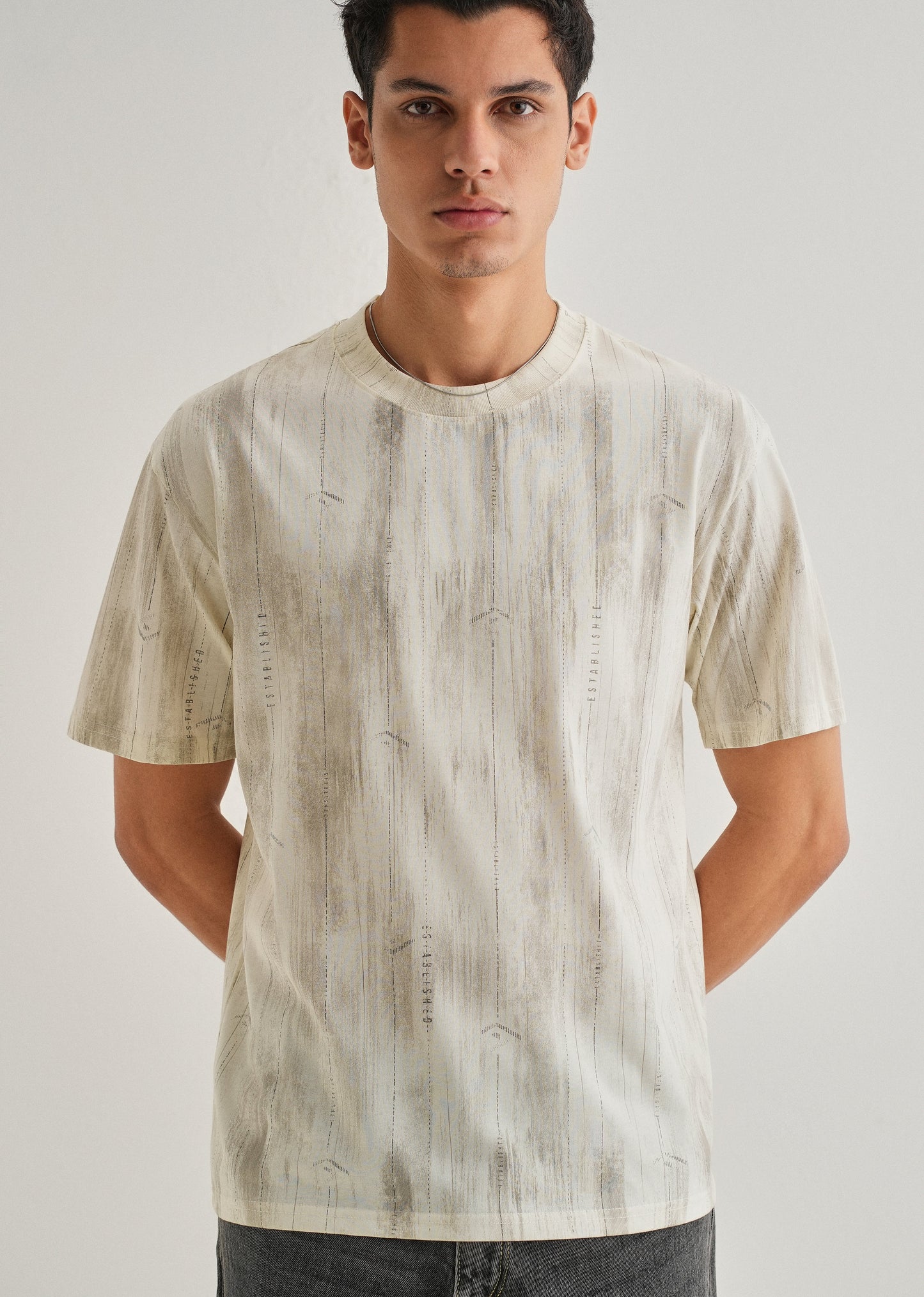 Cream Printed Oversized T-shirt
