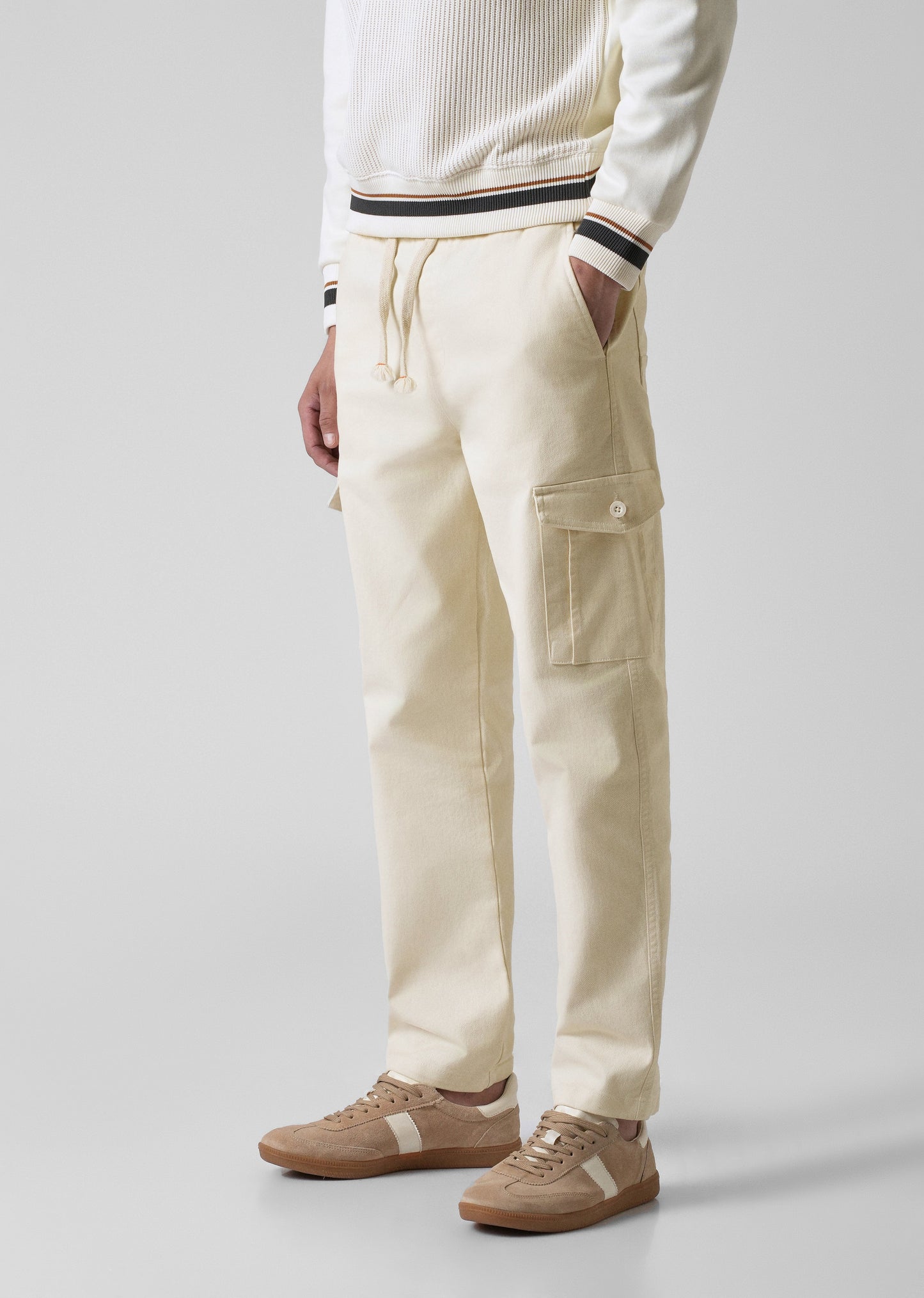 Cream Regular Fit Cargo Pant