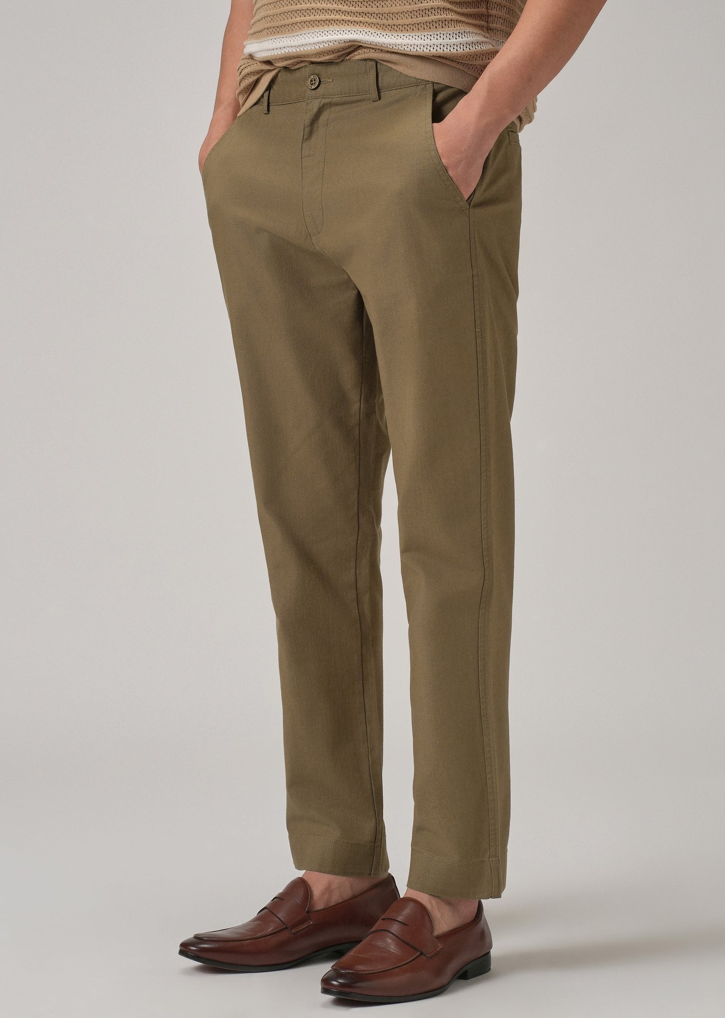 Taupe Brown Cotton Trouser