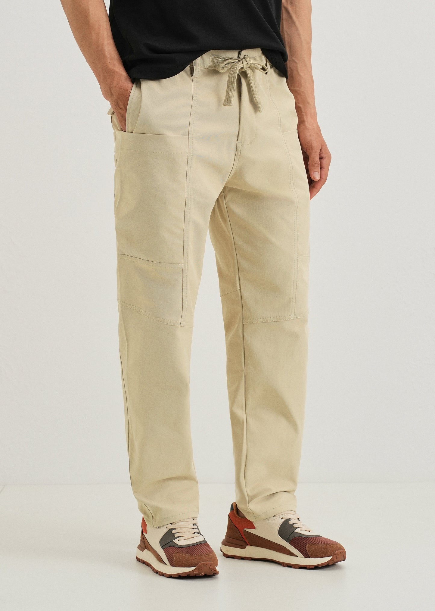 Ecru Drawstring Panel Cargo