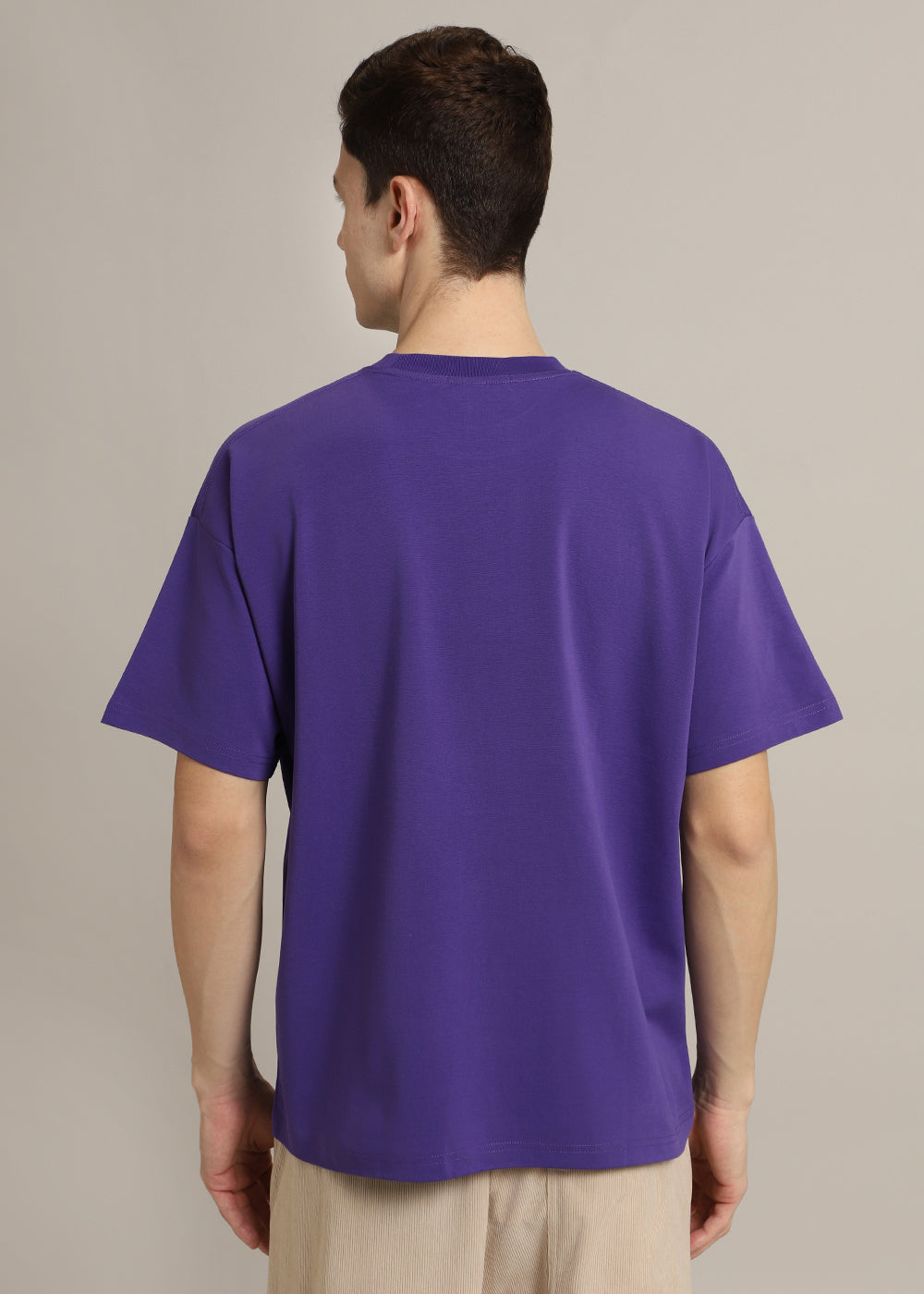 Emboss Luxe Purple Plain Oversized T-shirt