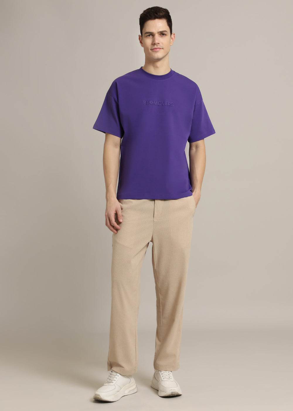 Emboss Luxe Purple Plain Oversized T-shirt