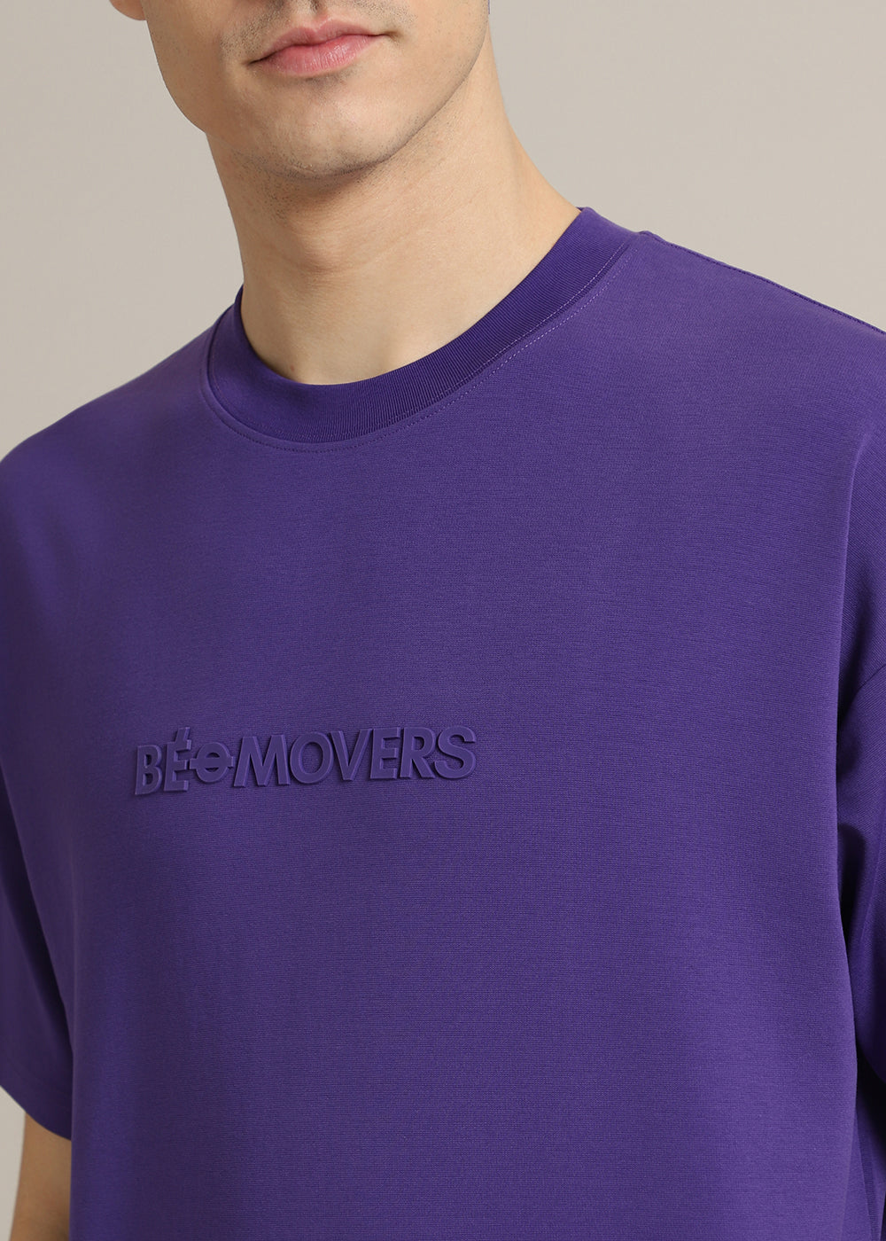 Emboss Luxe Purple Plain Oversized T-shirt
