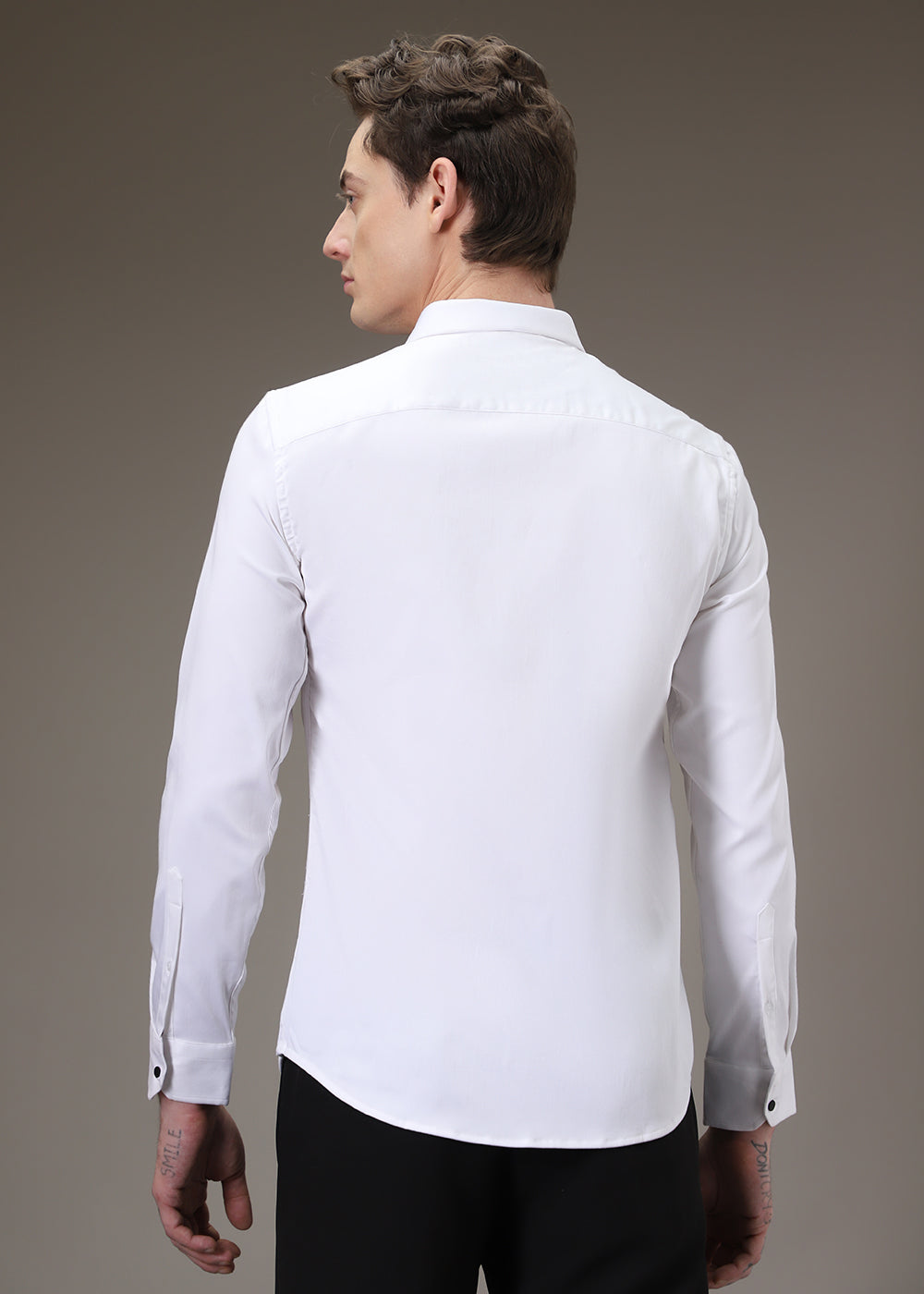 Flecked Sequin White Designer Shirt