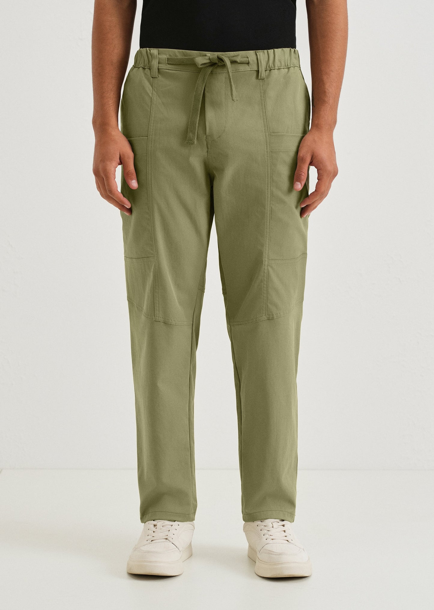 Forest Green Drawstring Panel Cargo