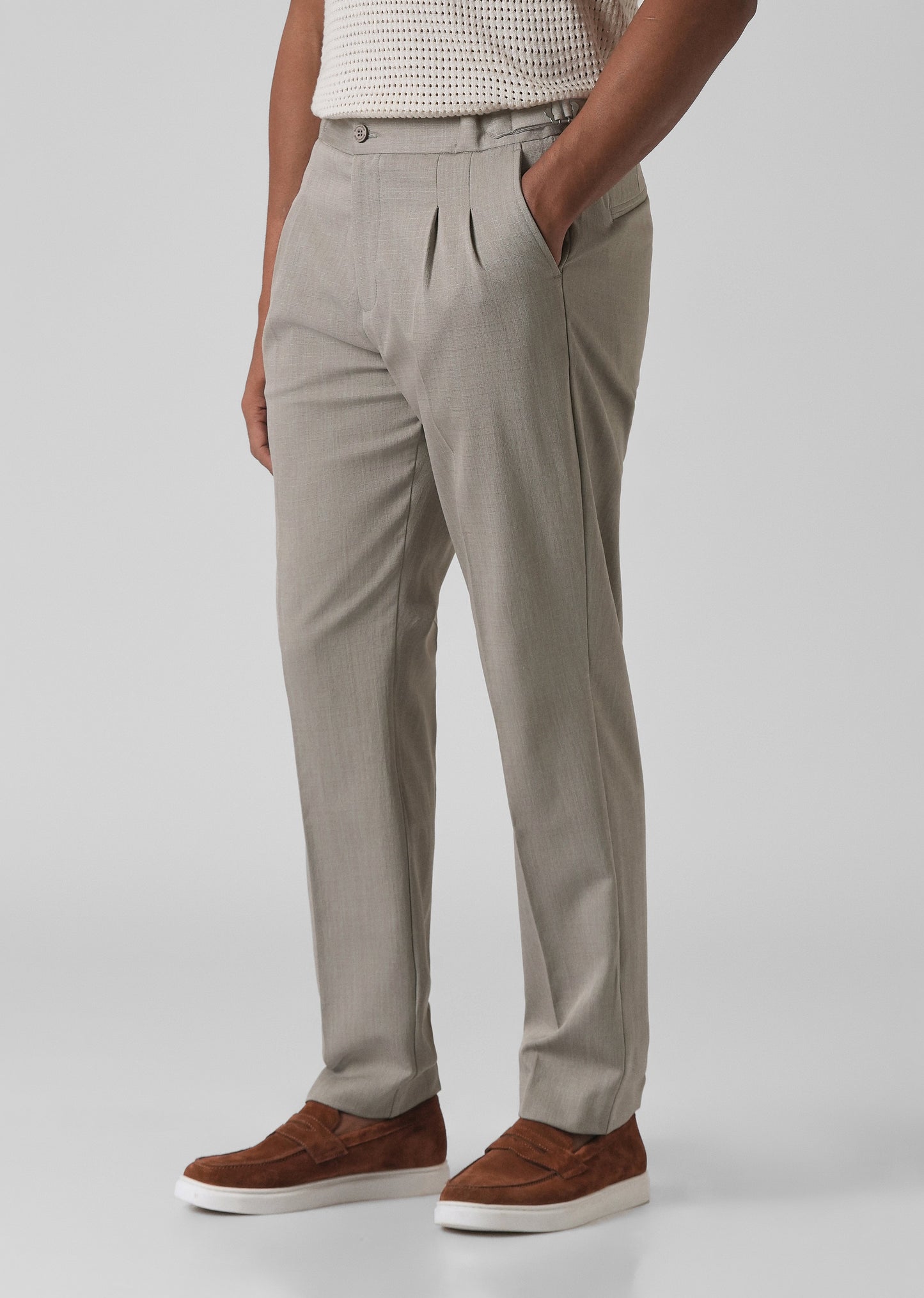 Gray Pleated Gurkha Pant