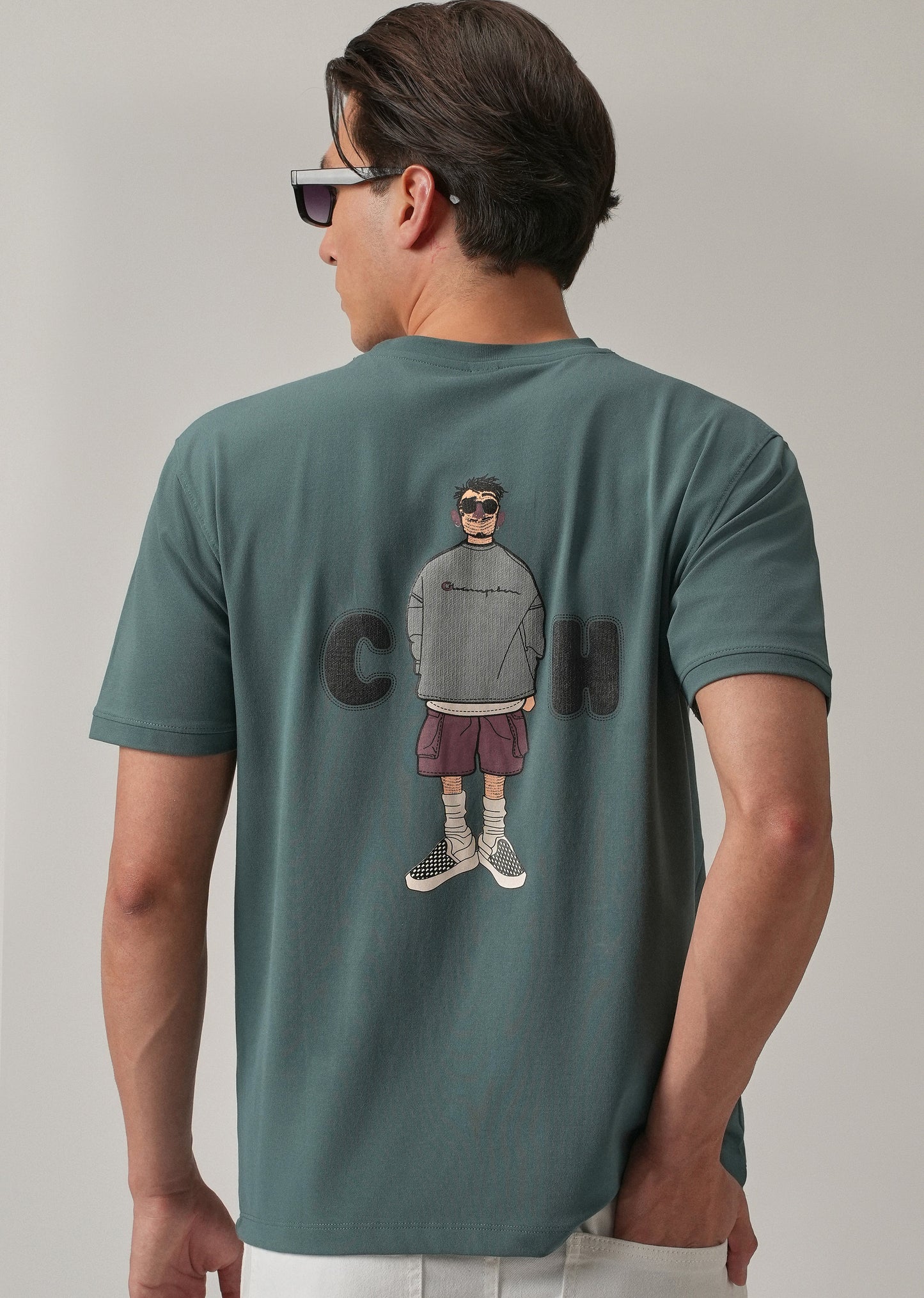 Green Printed Slim Fit T-Shirt