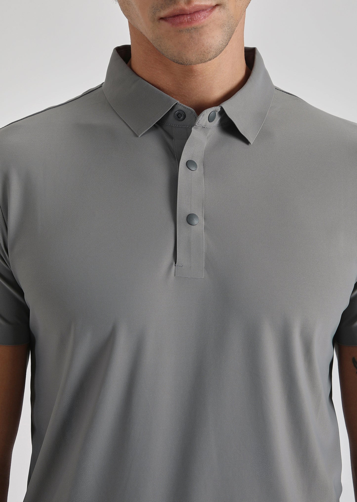 Grey Plain Stitchless Polo T-shirt