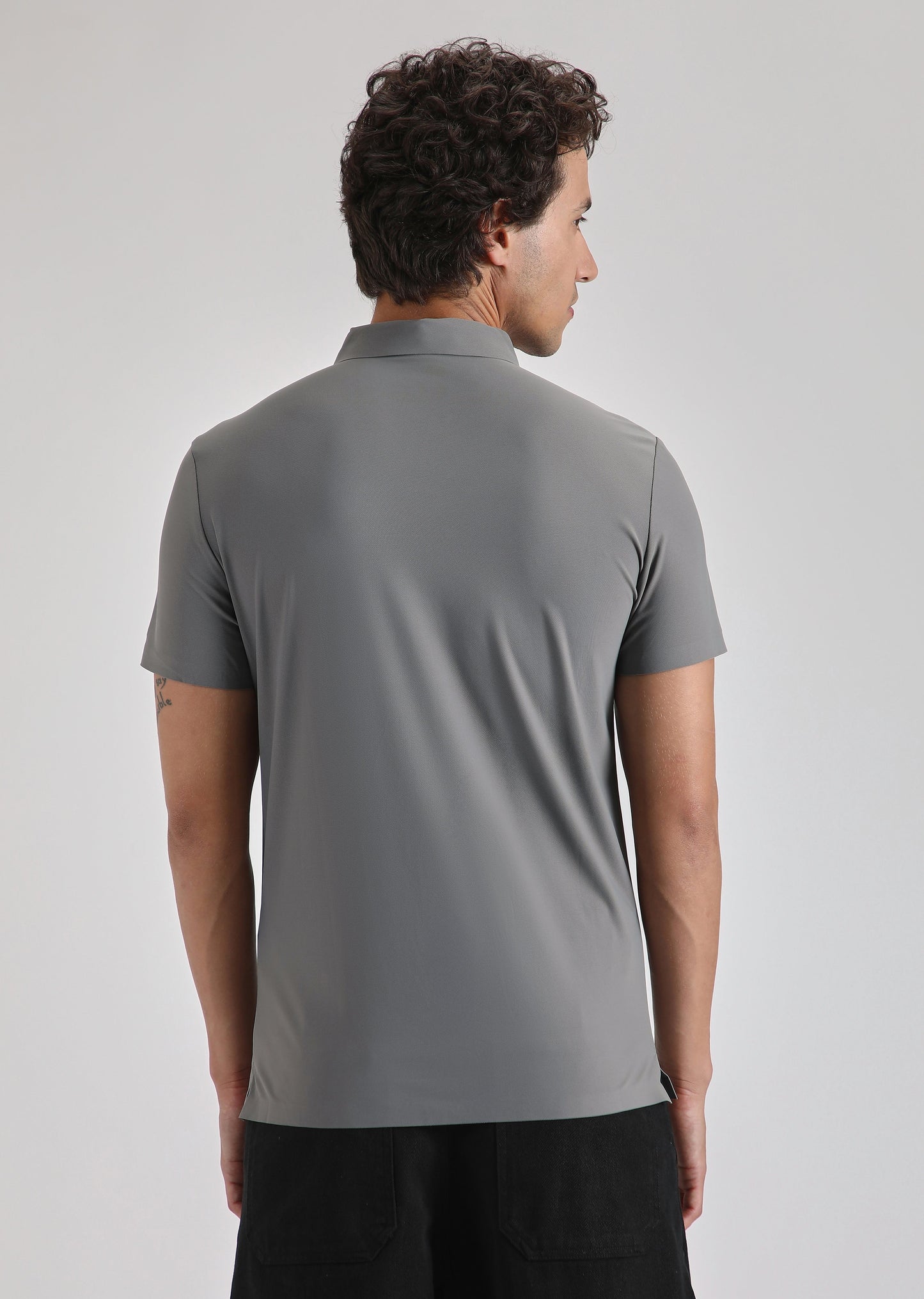 Grey Plain Stitchless Polo T-shirt