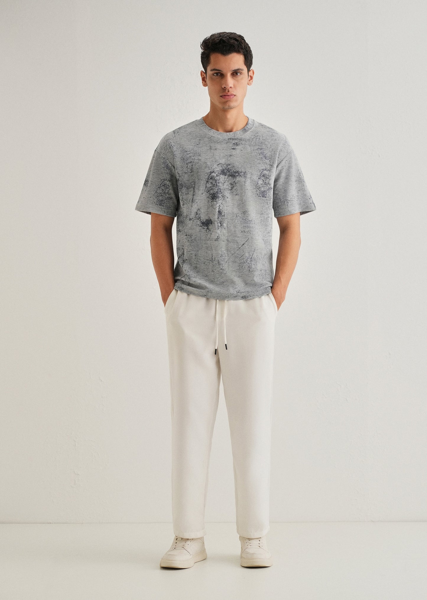 Grey Stone Wash Textured Oversized T-shirt