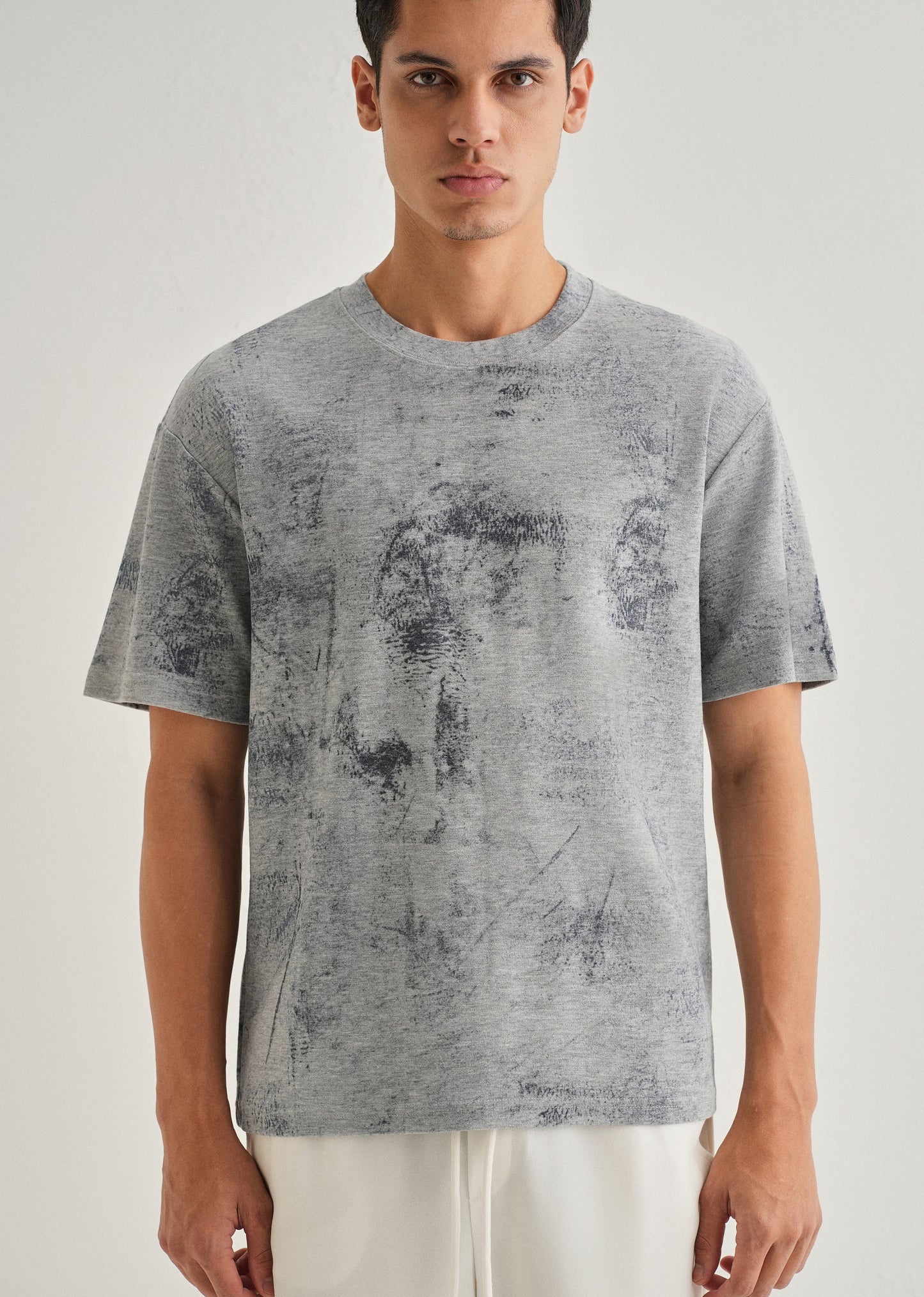 Grey Stone Wash Textured Oversized T-shirt