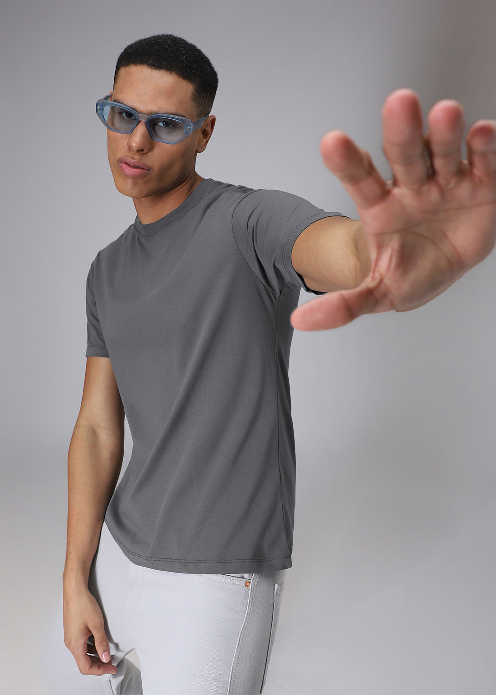 Grey Plain Regular T-shirt