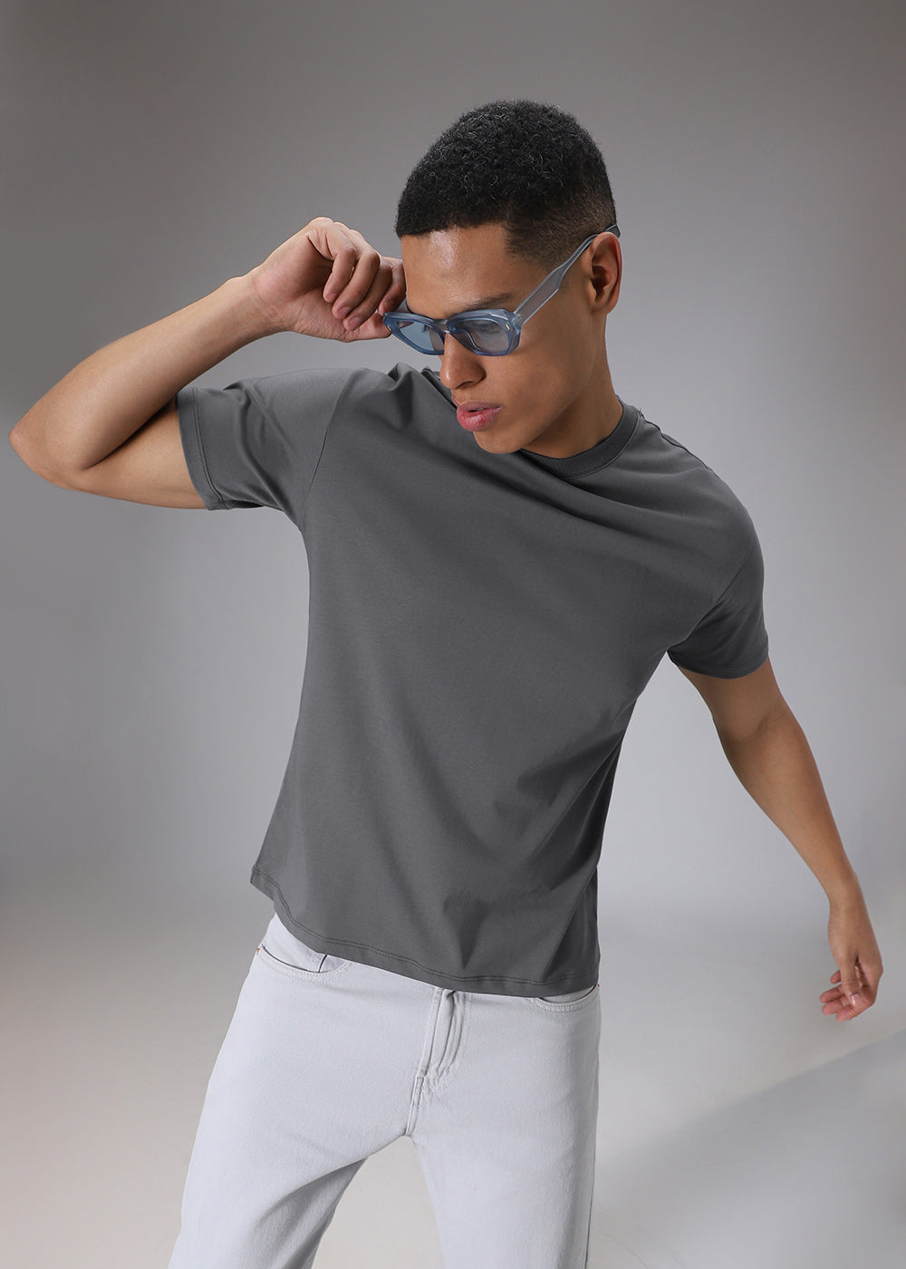 Grey Plain Regular T-shirt