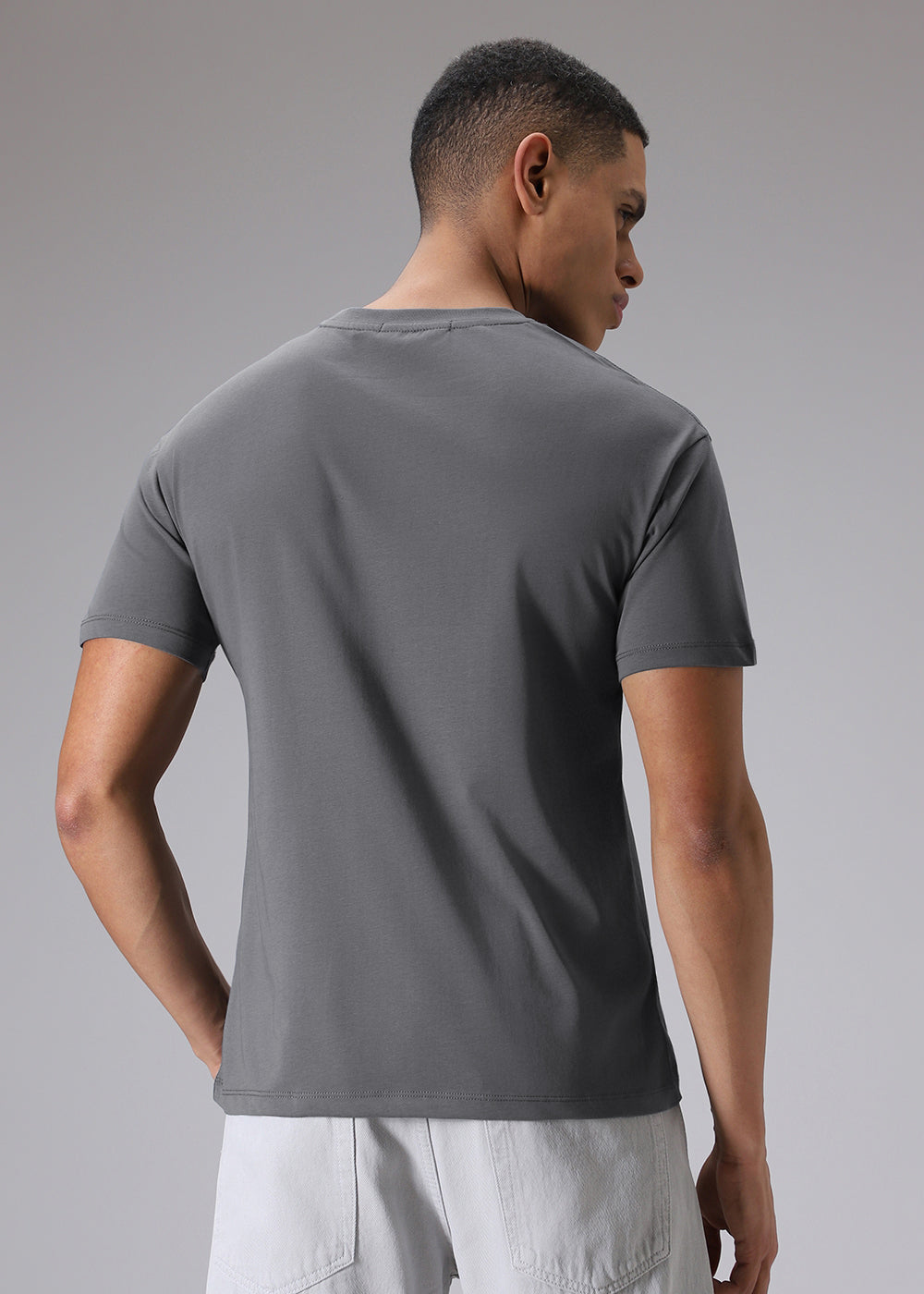 Grey Plain Regular T-shirt