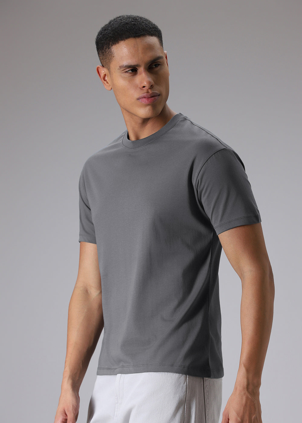 Grey Plain Regular T-shirt