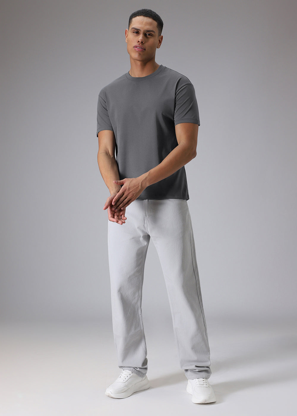 Grey Plain Regular T-shirt
