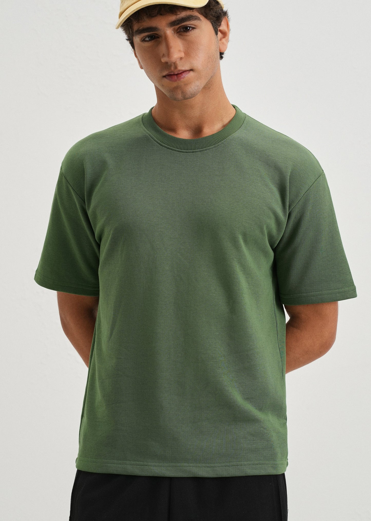 Hunter Green Plain Oversized Basic T-shirt
