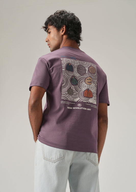 Lavender Back Print Slim Fit T-Shirt
