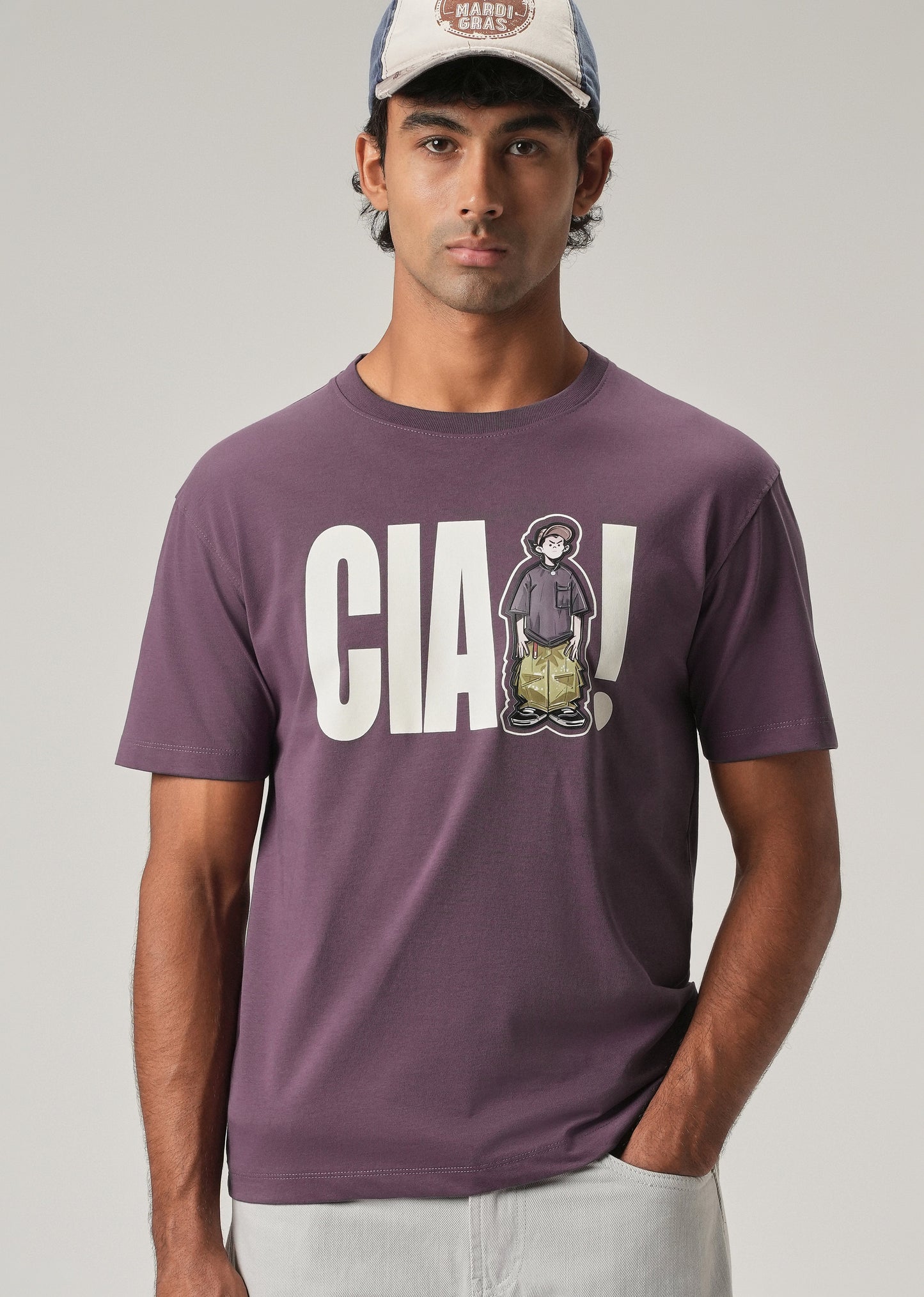 Lavender Embossed Slim Fit T-Shirt