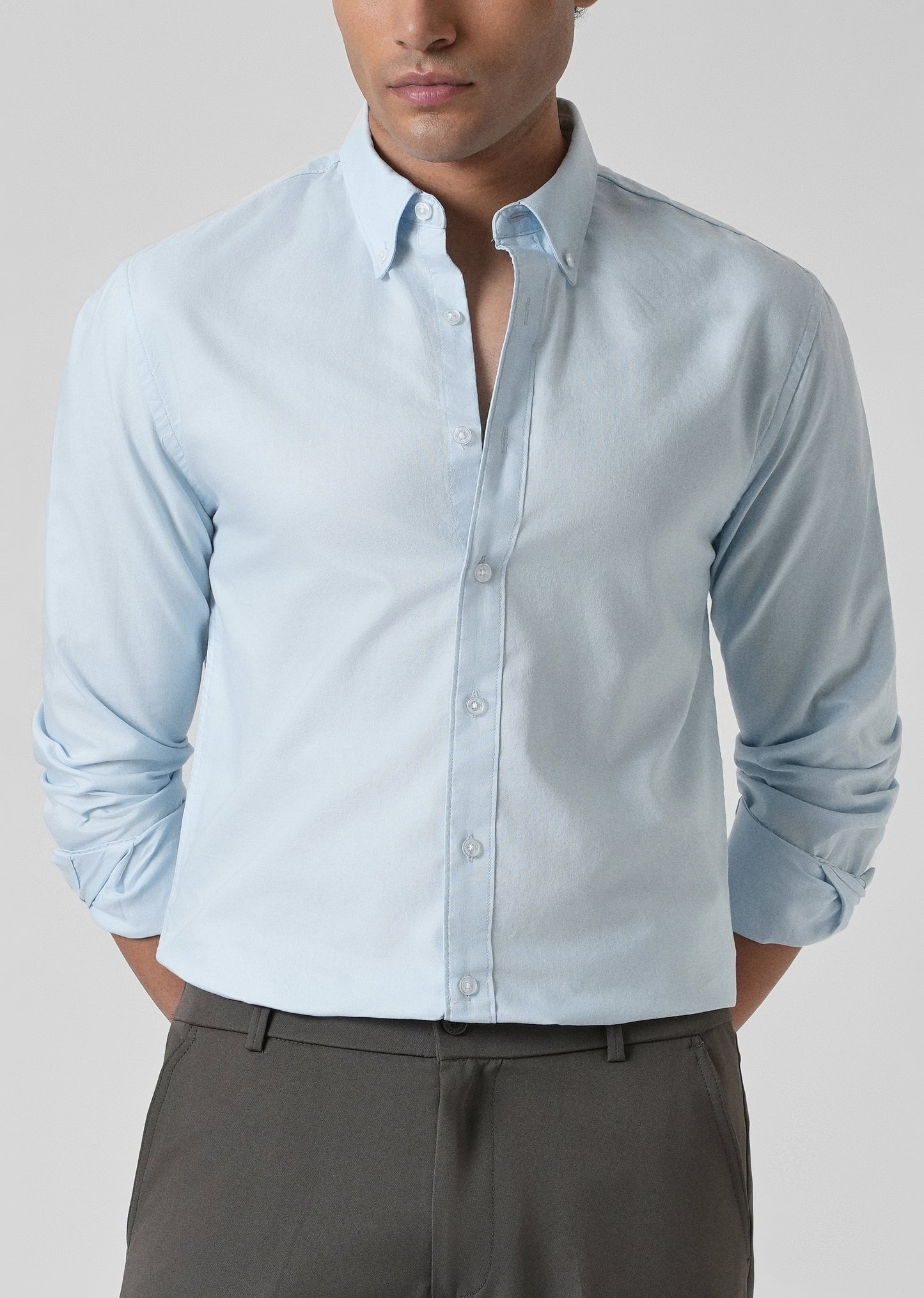 Light Cobalt Blue Plain Oxford Shirt