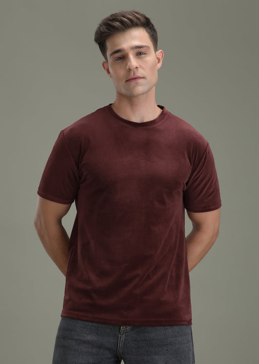 Maroon Plain Suede T-shirt