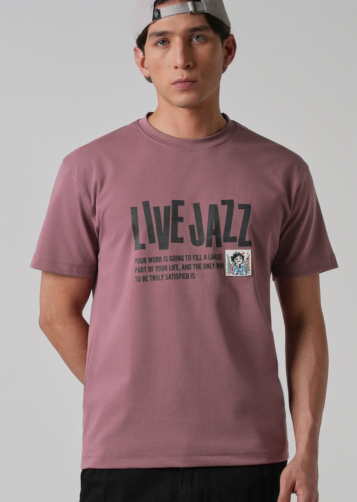 Mauve Printed Slim Fit T-shirt