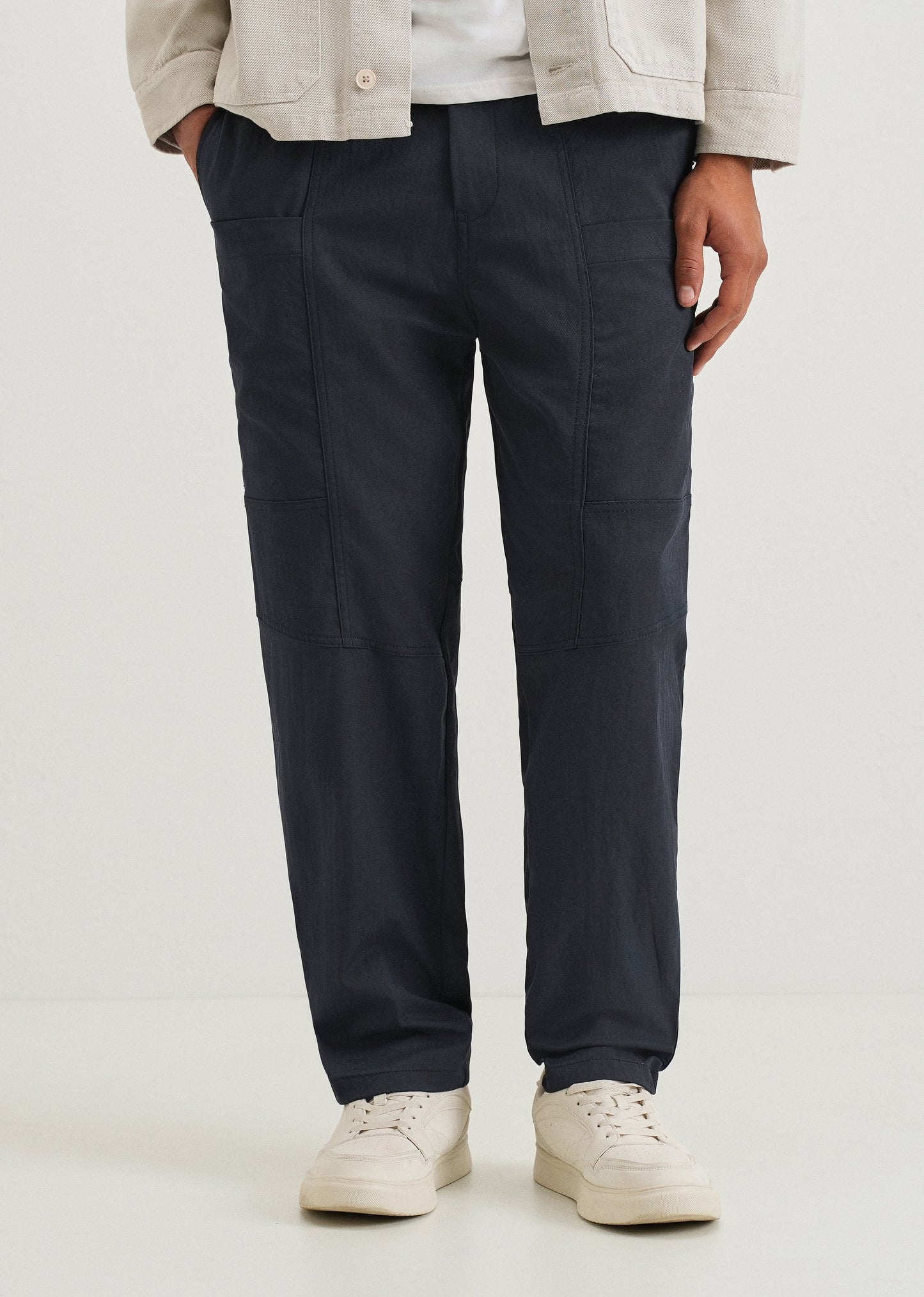 Navy Blue Drawstring Panel Cargo