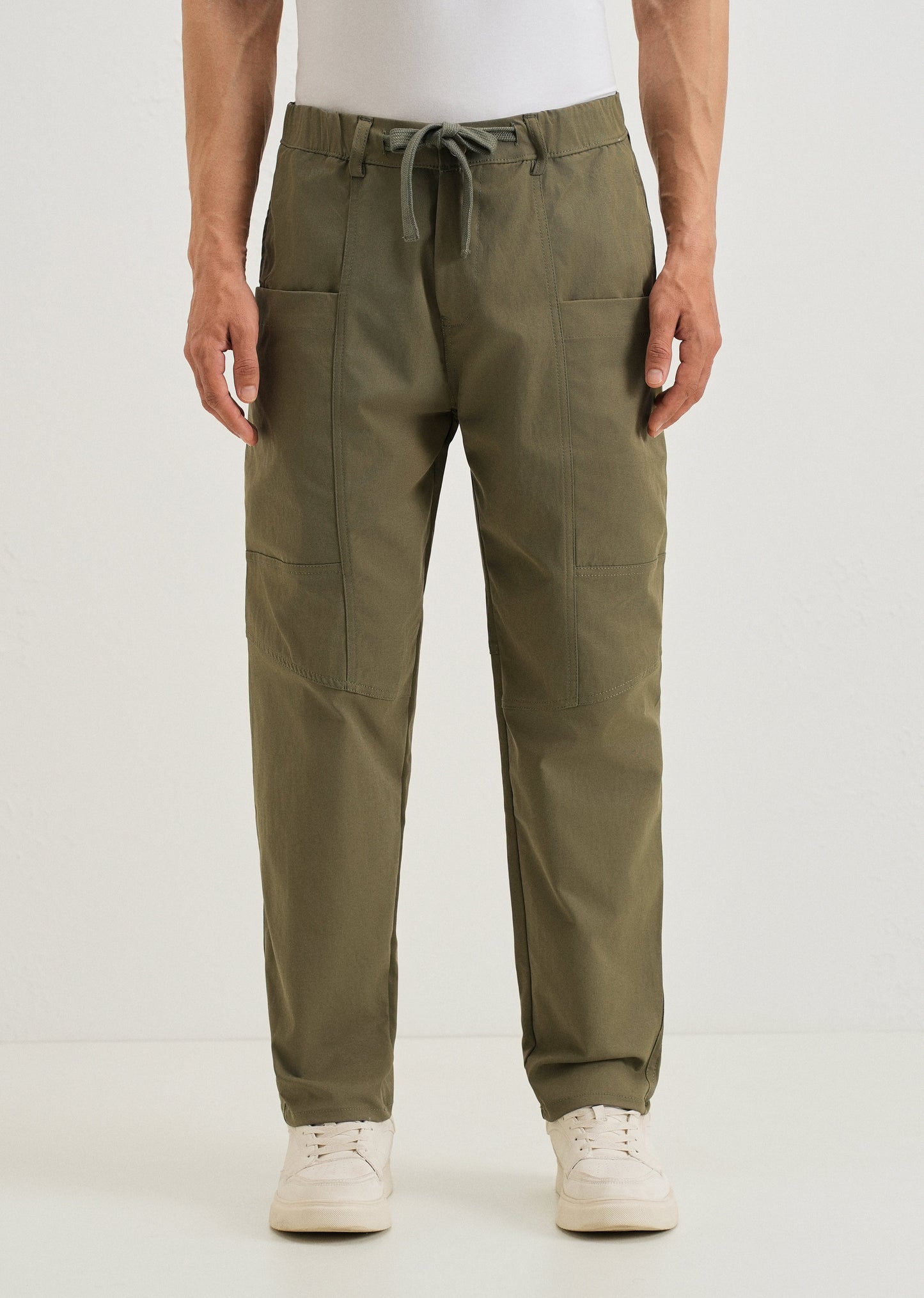 Olive Drawstring Panel Cargo