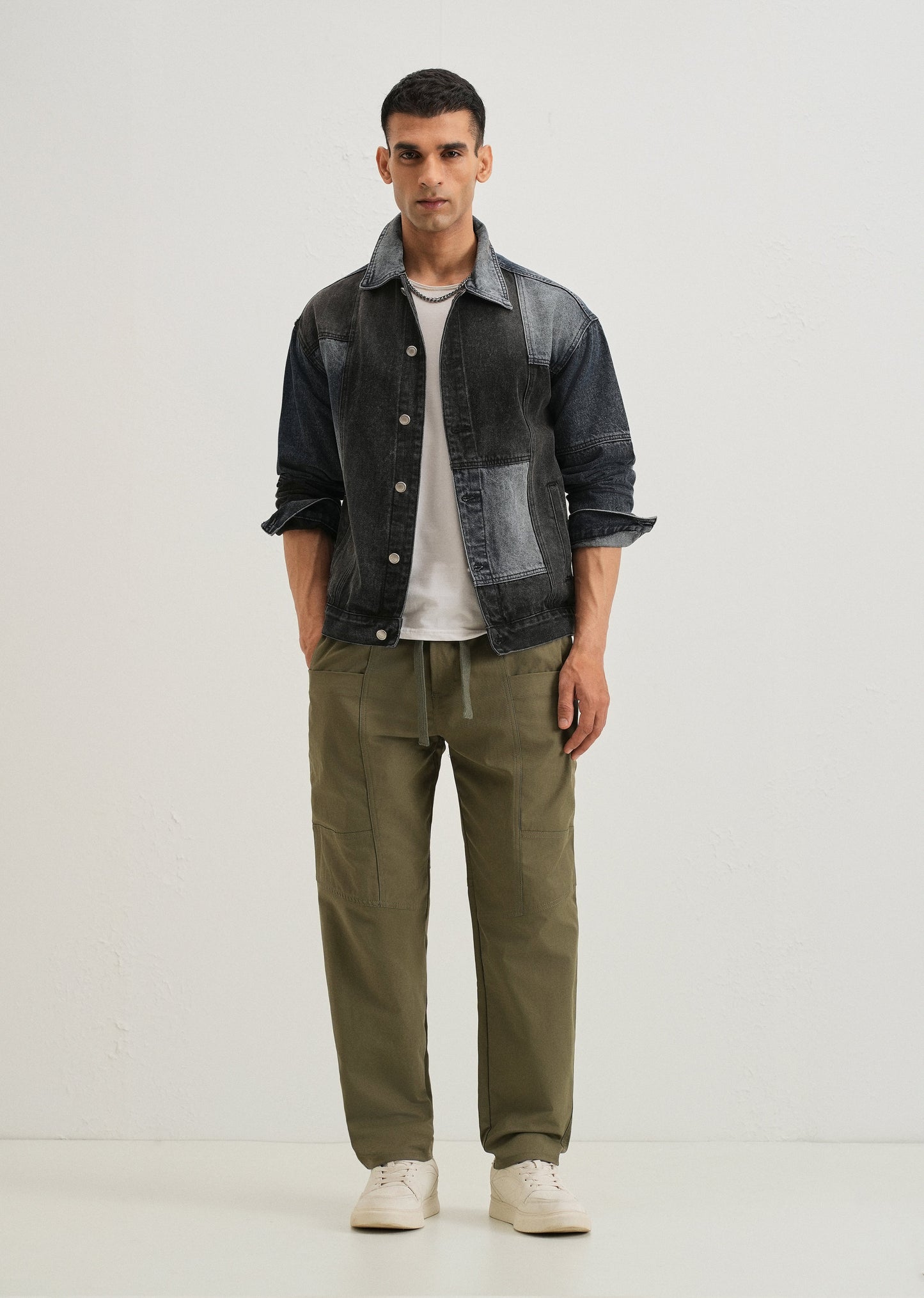 Olive Drawstring Panel Cargo
