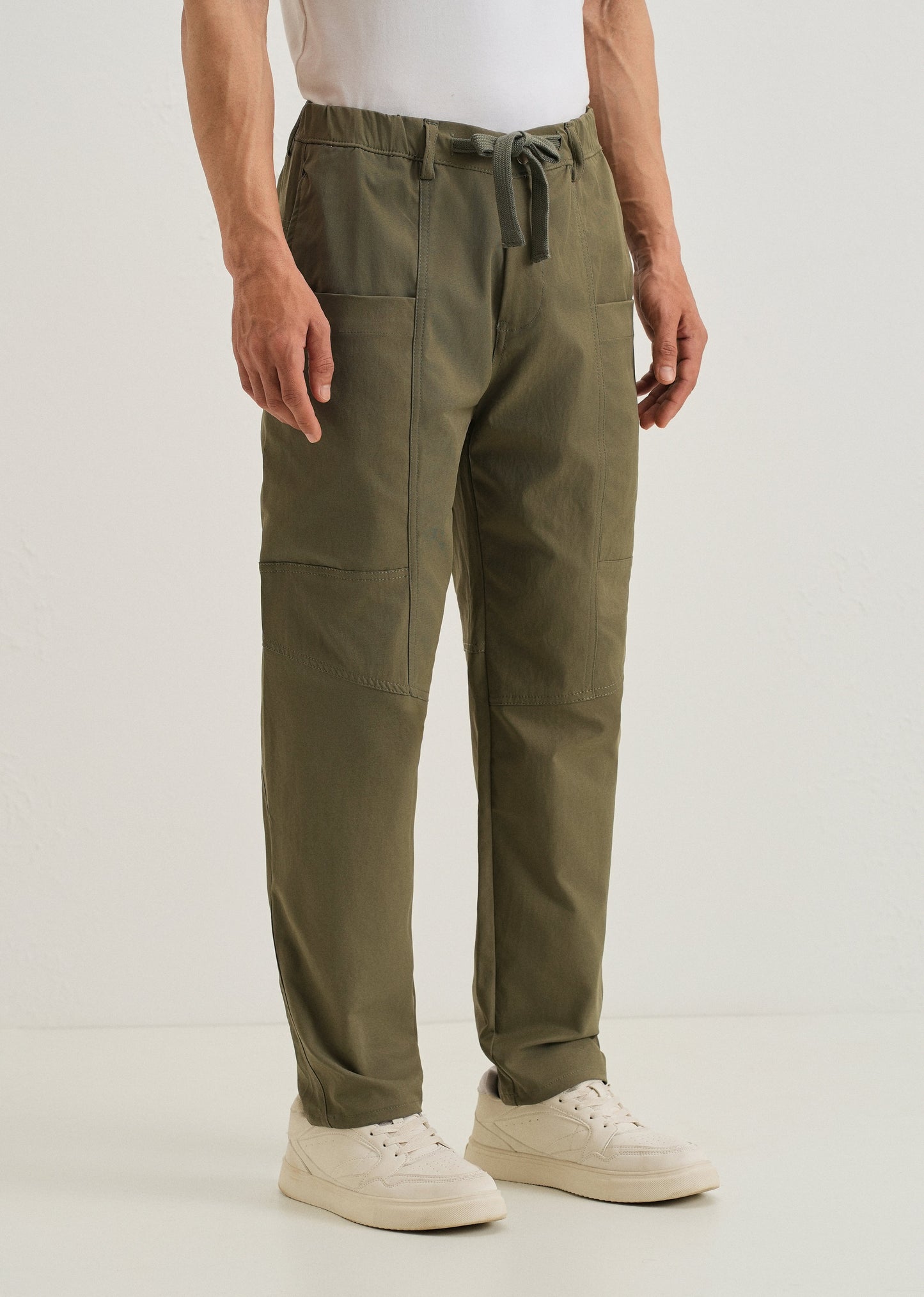 Olive Drawstring Panel Cargo