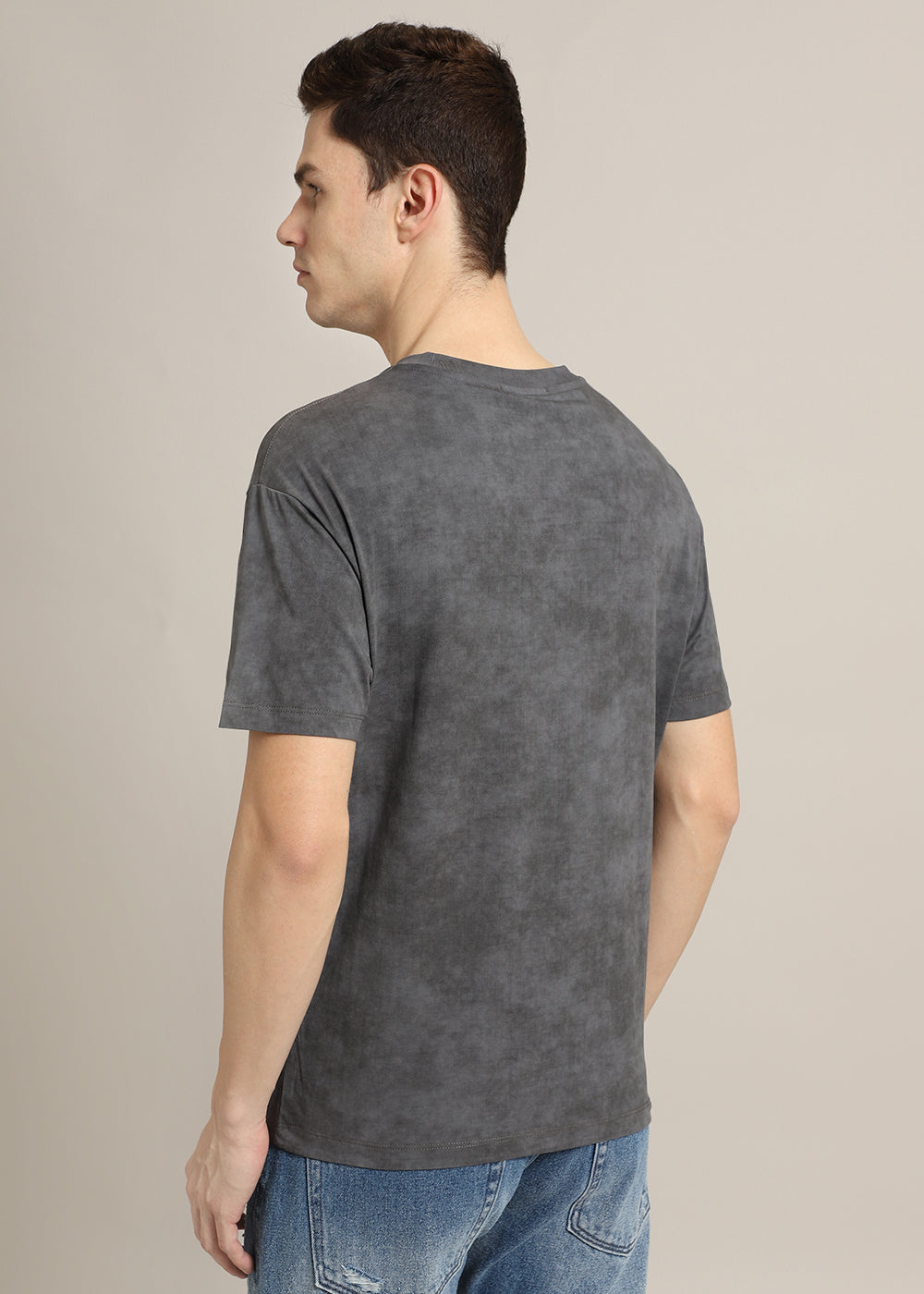 Ombre Grey Plain Crew Neck T-Shirt