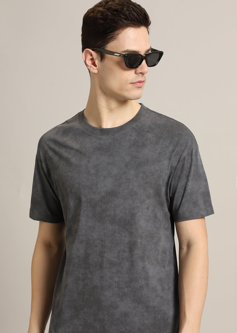 Ombre Grey Plain Crew Neck T-Shirt