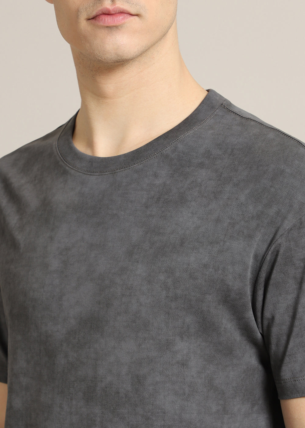 Ombre Grey Plain Crew Neck T-Shirt