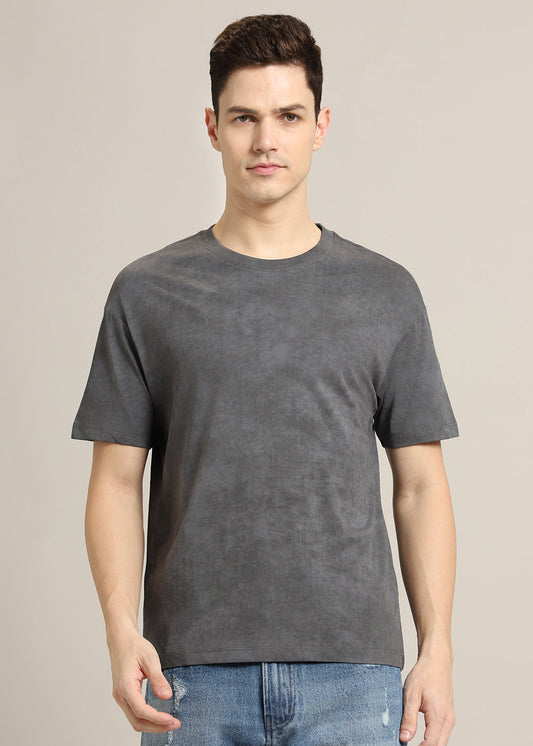 Ombre Grey Plain Crew Neck T-Shirt