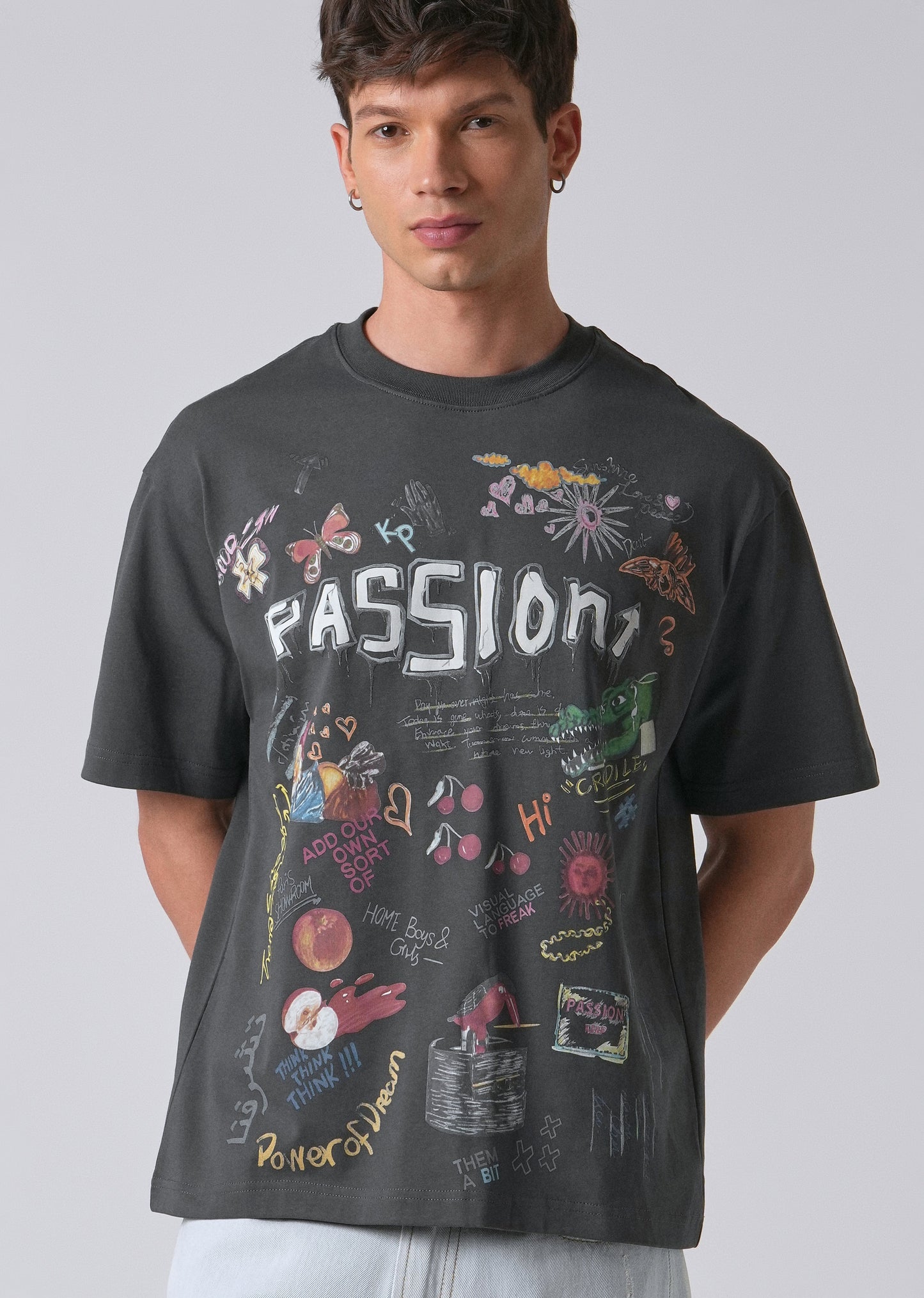 Passion Grey Printed Oversized T-shirt